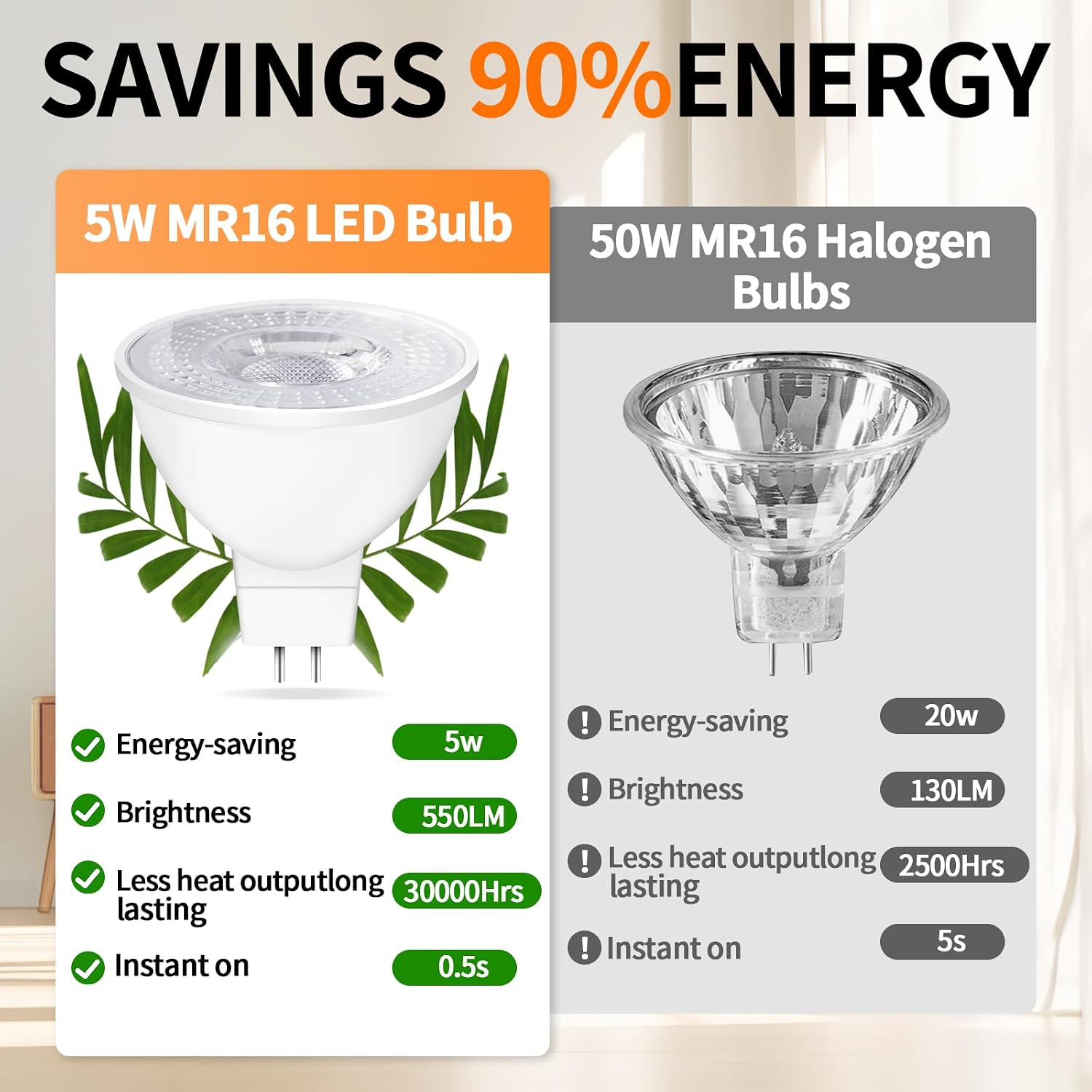Detalle de Lampadina LED GU5.3 MR16 12V 5W 2700K 550 lm, 8 pezzi – Equivalenti a 50W
