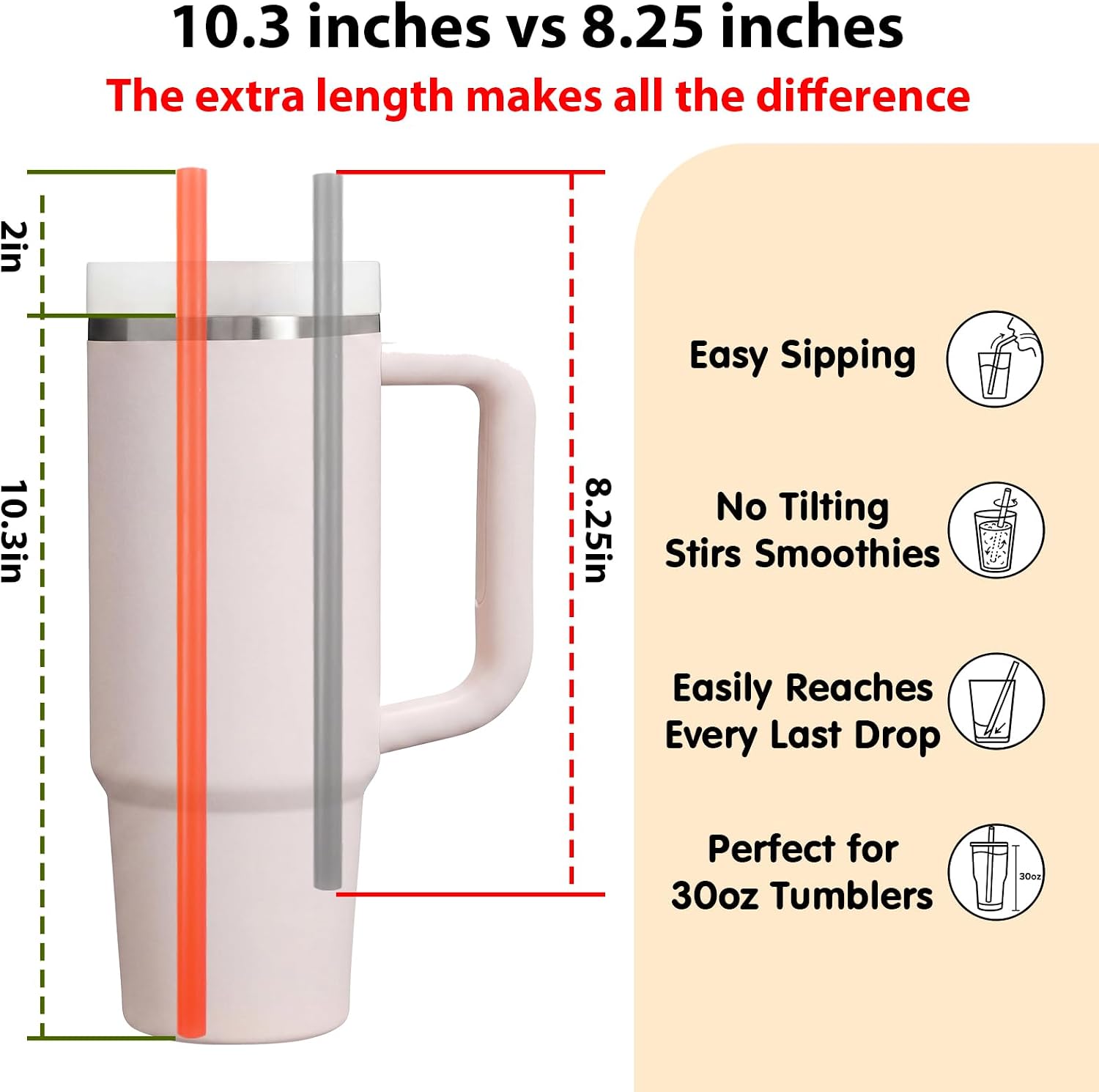 Detalle de TOMNK Jumbo Disposable Smoothie Straws, 10.3-Inch, 0.4-Inch, 120 Pack