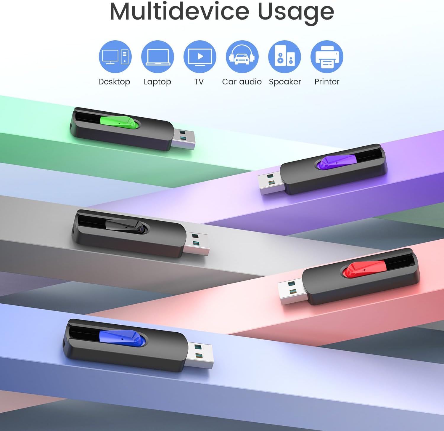 Detalle de Vansuny USB Stick 64GB 5er Pack – USB 2.0 Speicherstick mit Einziehbarem Anschluss