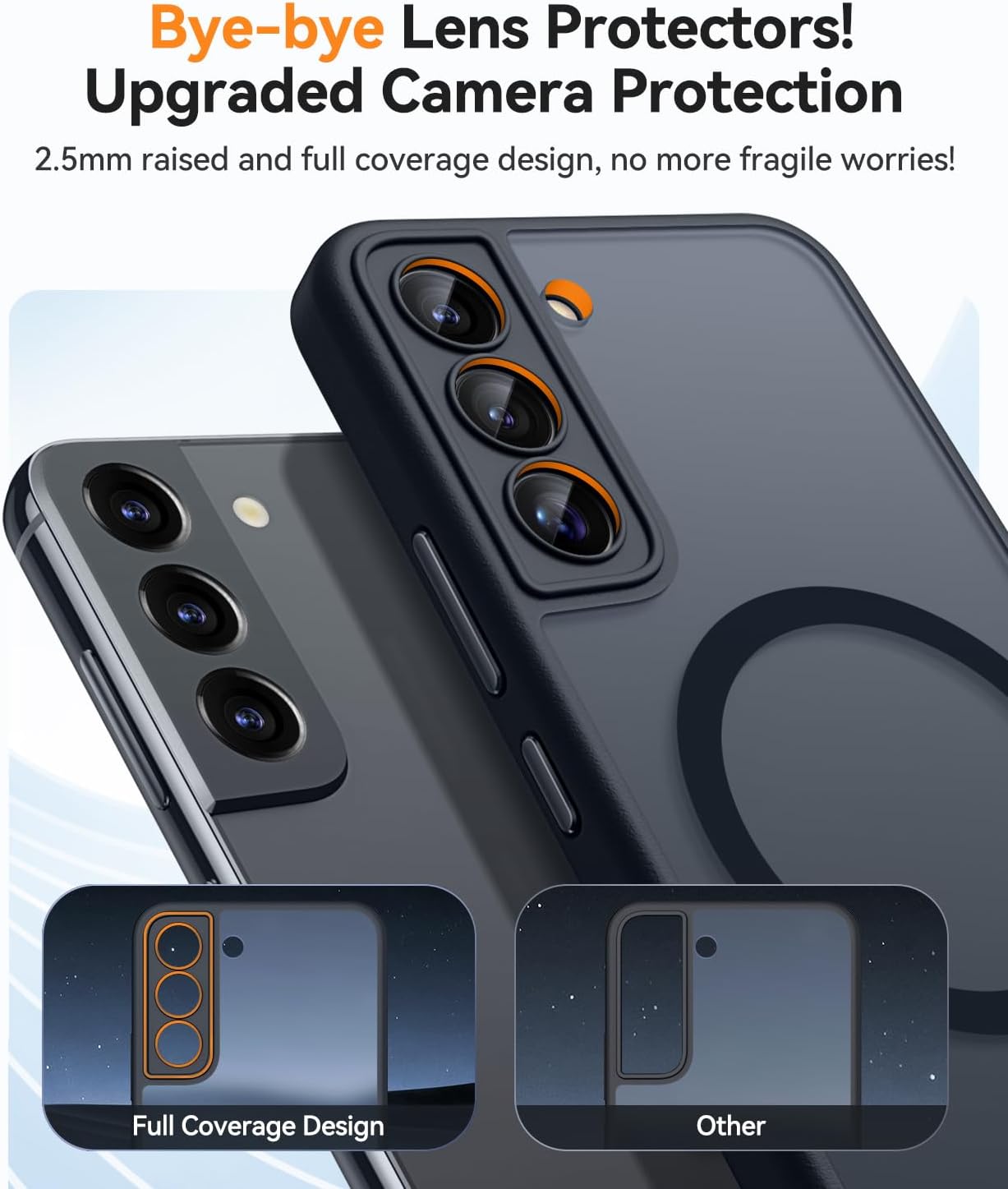 Detalle de CANSHN Cover Magnetica per Samsung Galaxy S22 (6.1') - Protezione Fotocamera a Copertura Totale, Back Opaco Nero