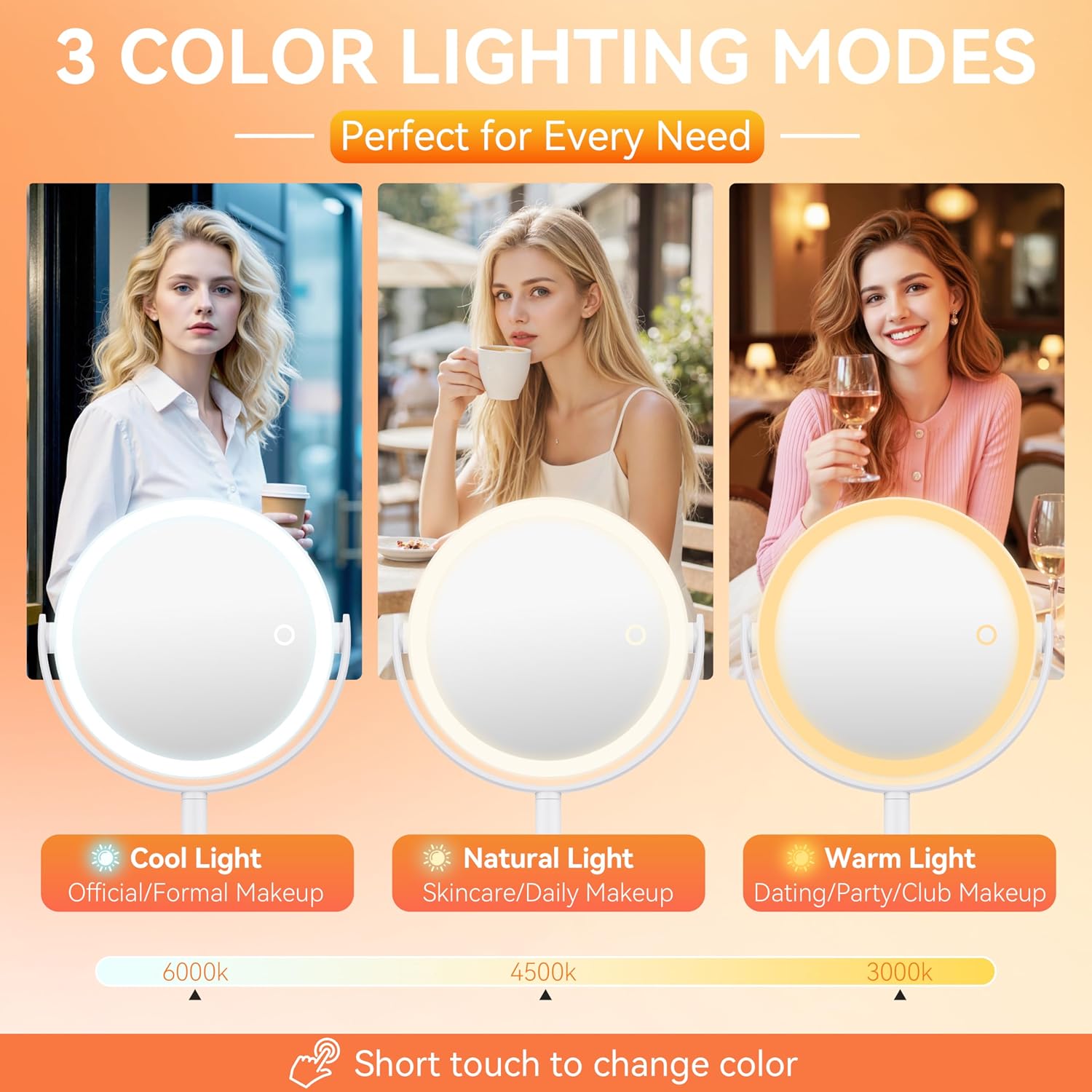 Thumbnail 3 de Auxmir 30X Magnifying Mirror with Light – 9'' Rechargeable Dual-Sided Vanity Mirror