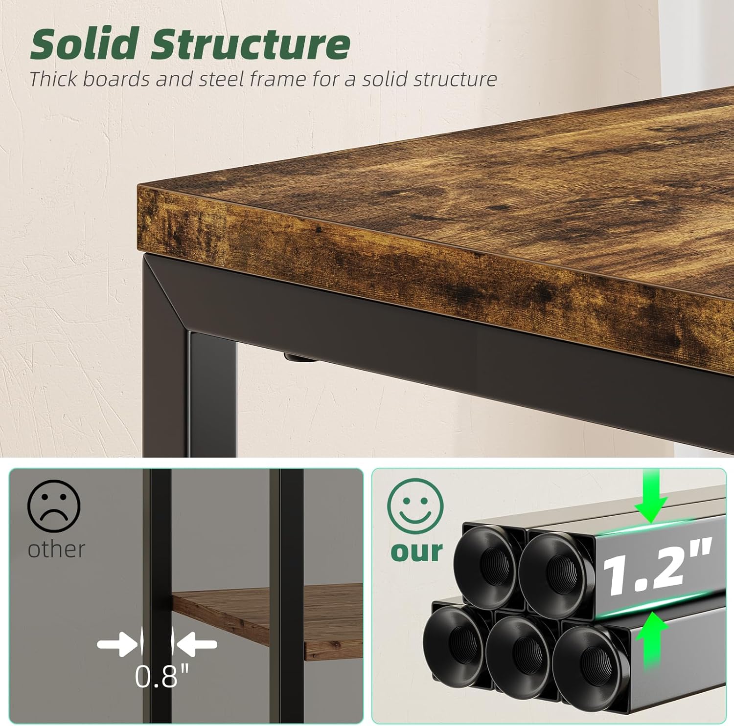 Thumbnail 5 de Simple Trending Side Table: Rustic Brown 3-Tier End Table for Small Spaces