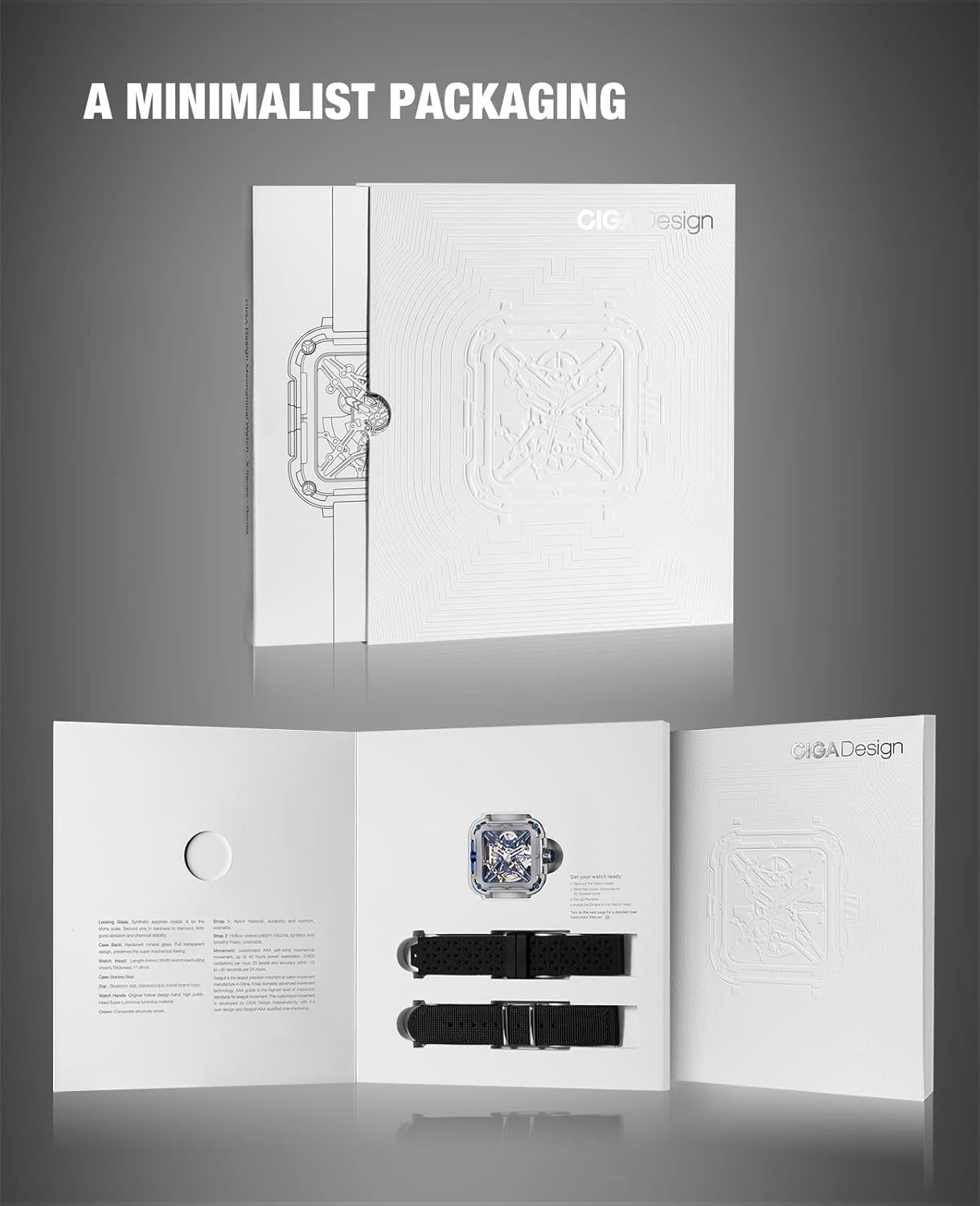 Detalle de CIGA Design X Series Orologio Automatico Meccanico Uomo – Orologio Scheletrato con Vetro Zaffiro e Design SUV