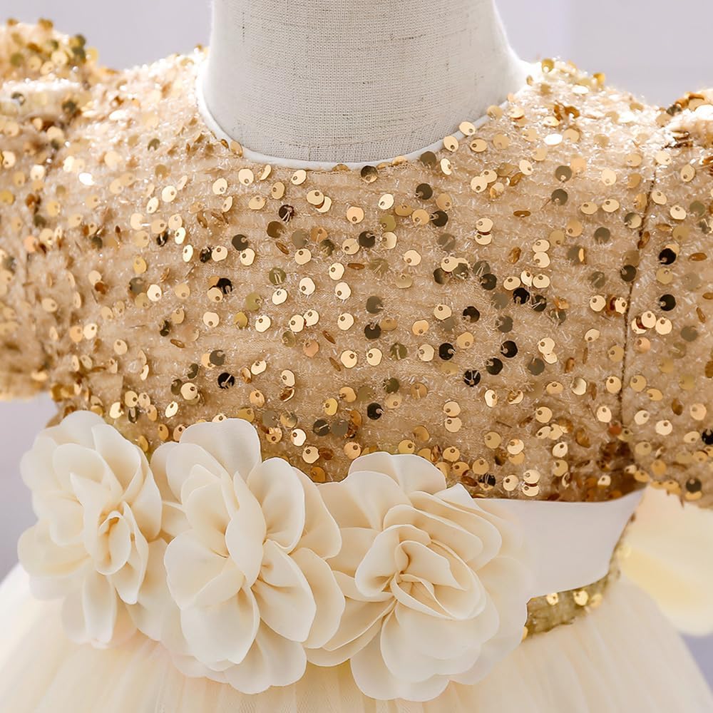 Detalle 2 de Baby Girl Party Dress Princess Sequin Tulle Gown for Toddlers
