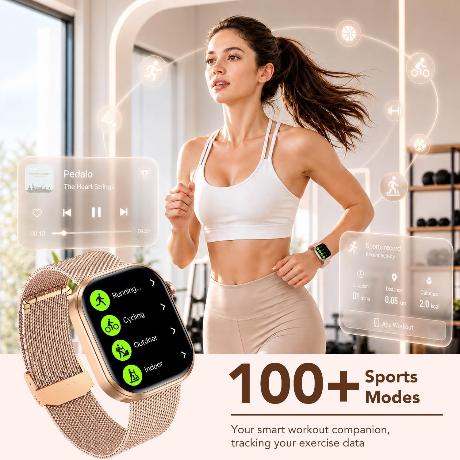 Detalle 2 de ECG HRV Smart Watch for Women – 1.88" TFT Display, 130+ Sports Modes, IP67