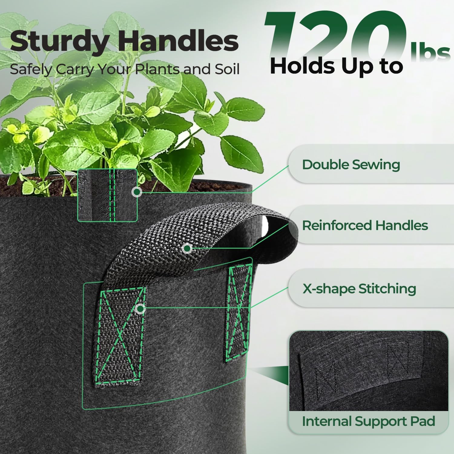 Thumbnail 3 de Grow bags with handles, 10 gallon 10 pack