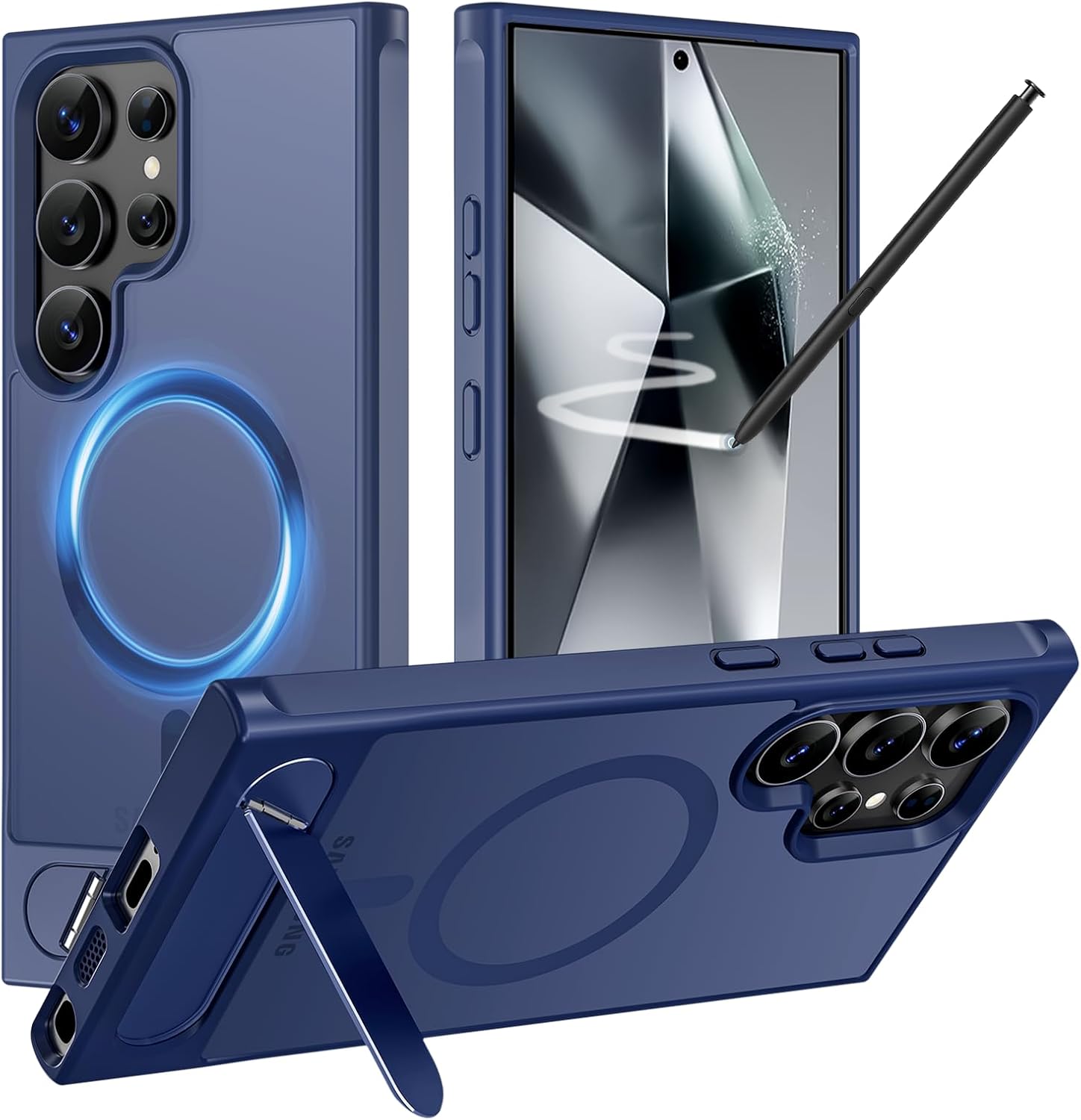 Detalle de H HUALELE Magnetic Case for Galaxy S24 Ultra with Metal Kickstand, Blue