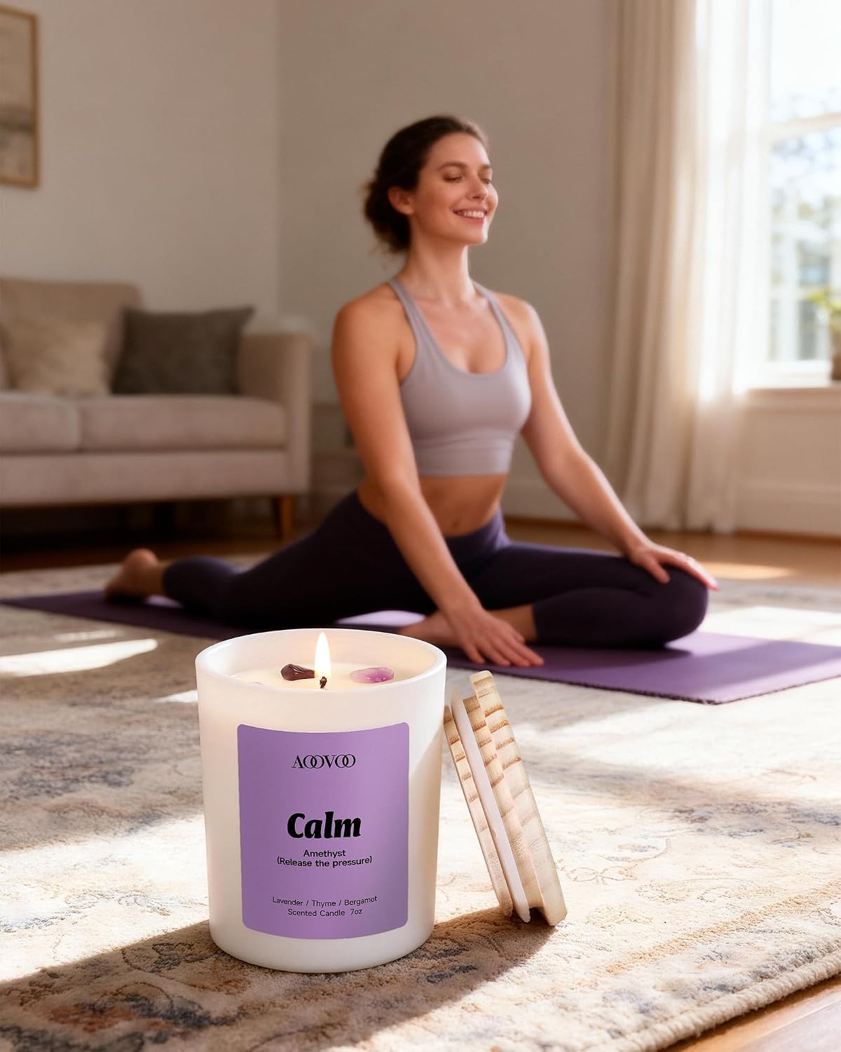 Thumbnail 6 de AOOVOO Calm Candles Set for Women — 4-Pack Soy Candles with Crystals (Lavender Calm, Jasmine Serenity, Water Lily Pear Harmony, Patchouli Balance)