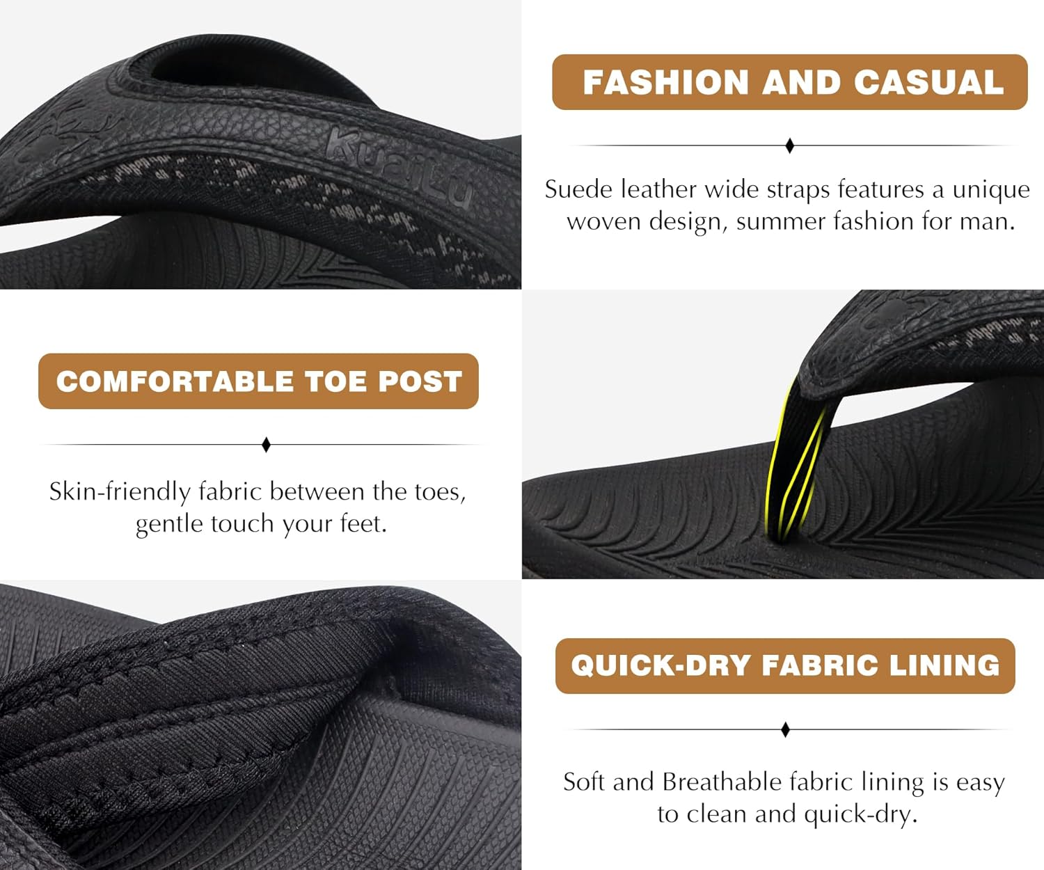 Thumbnail 5 de KuaiLu Mens Sport Flip Flops Orthotic Support Size 7