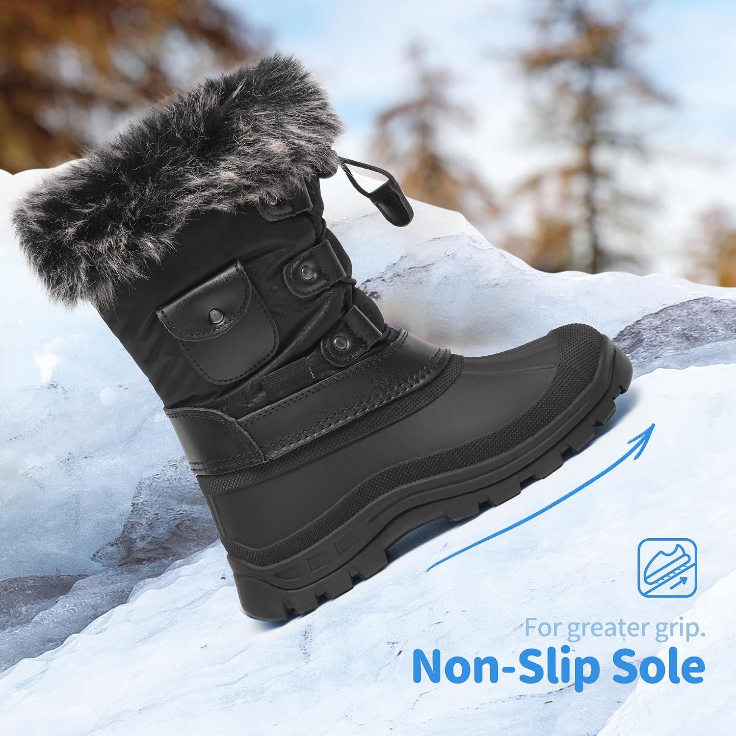 Detalle 2 de DREAM PAIRS Girls' Winter Boots, Faux Fur Lining