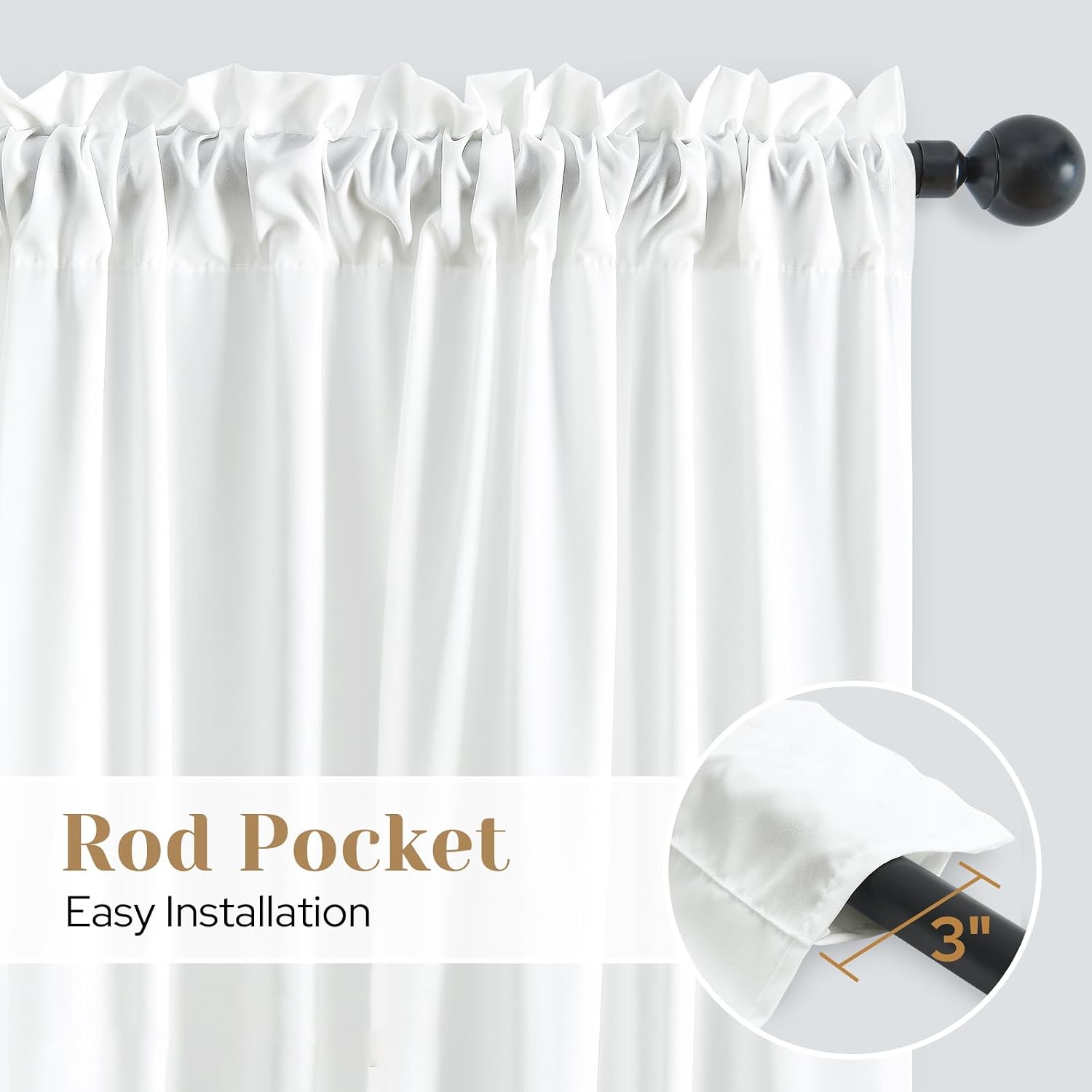 Detalle 1 de HOMEIDEAS White Privacy Sheer Curtains, 2 Panels, 52 x 45 Inches, Light-Filtering