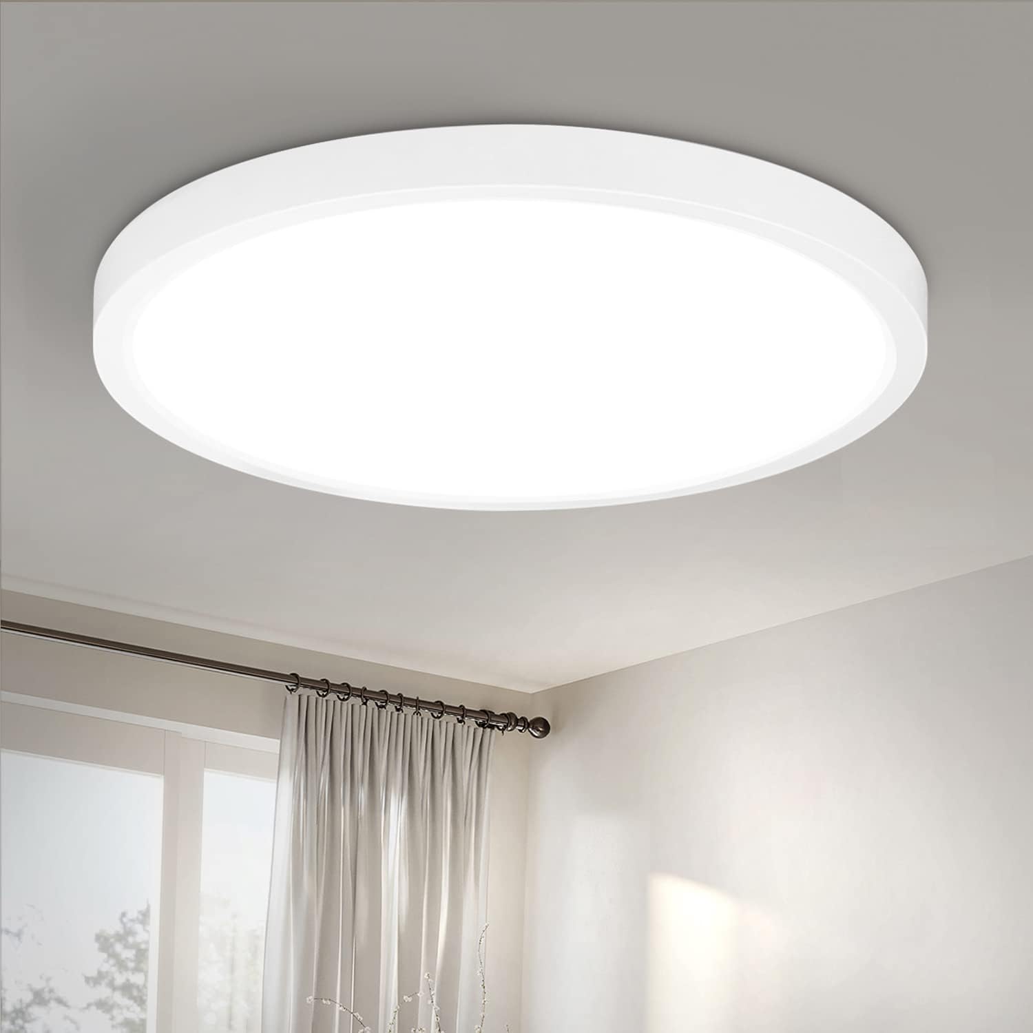 Detalle de ZMH LED-Deckenlampe für Schlafzimmer & Bad, flach, Ø 23 cm, 18 W, IP44, kaltweiß 6.000 K