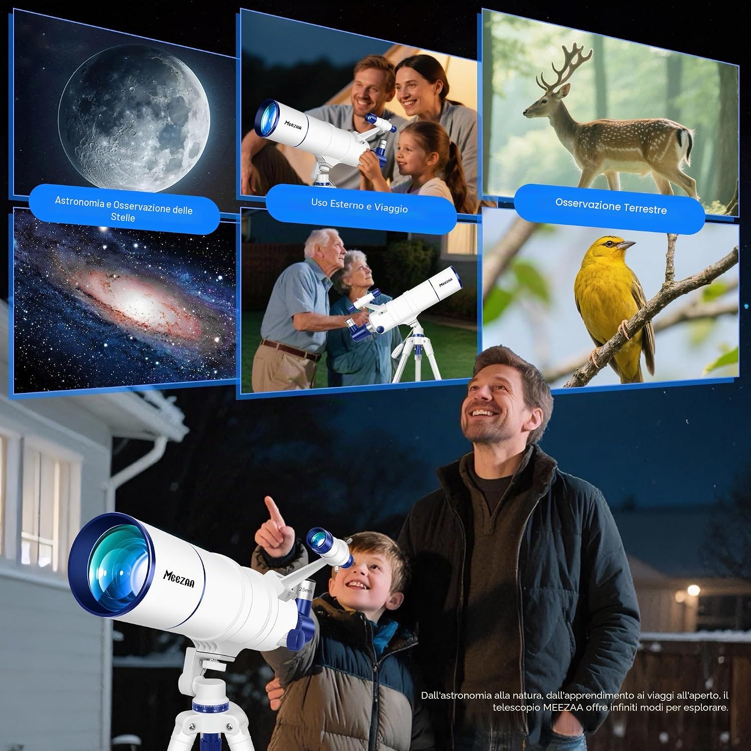 Thumbnail 6 de MEEZAA Telescopio 90mm/550mm: kit completo per principianti e famiglie