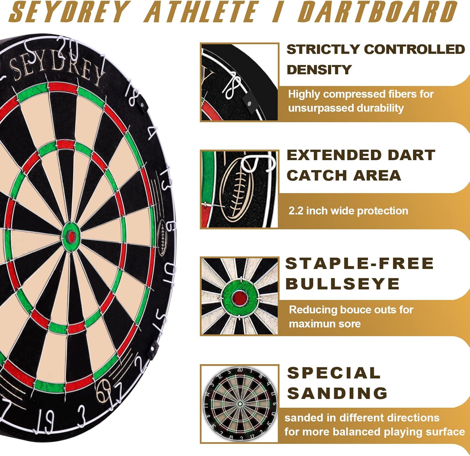 Thumbnail 5 de Seydrey Dart Board Set: Steel Dartboard with 6 x 20g Steel Tip Darts, 12 Flights and Throwing Line