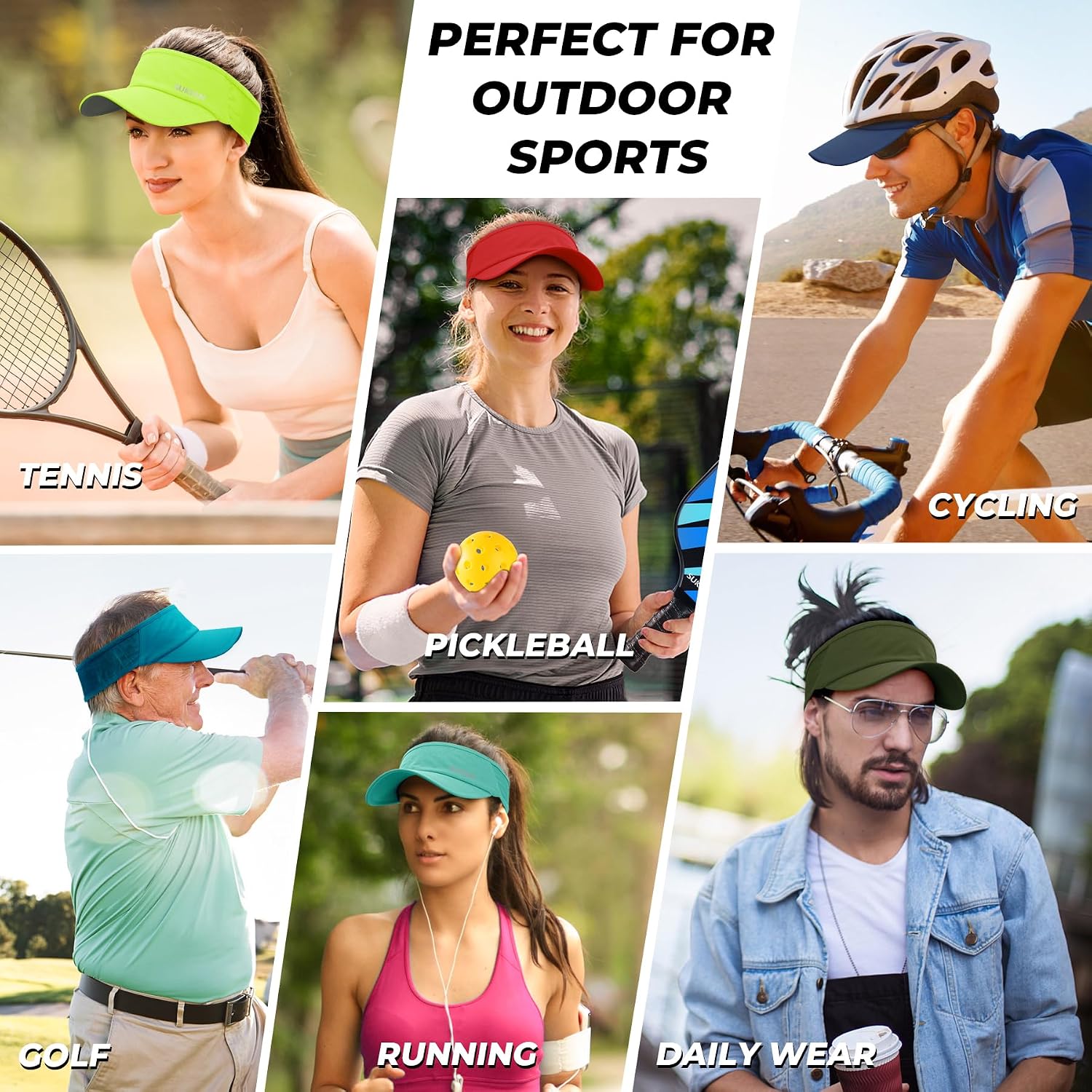 Detalle 2 de Sukeen Sports Sun Visor (Men & Women) Lightweight, Packable Cooling Stretchy Visor Hat for Running, Tennis, Golf