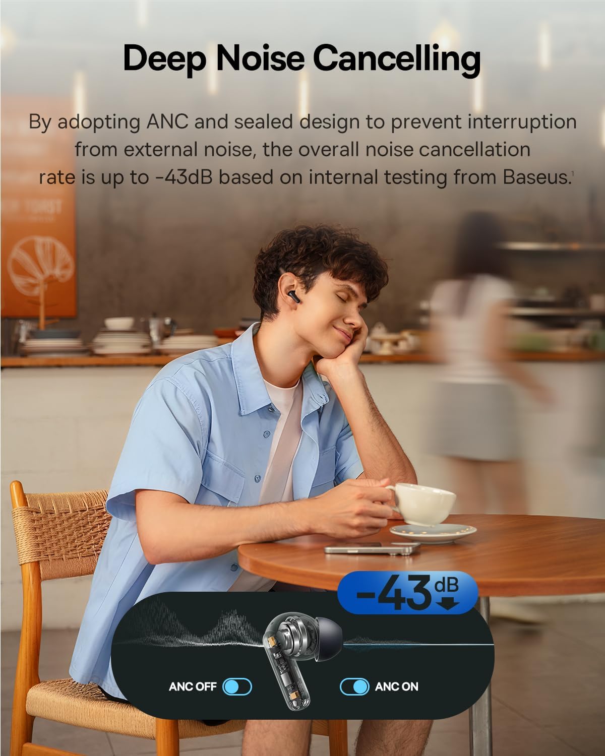 Detalle 2 de Baseus EP10 NC Bluetooth earbuds 41H playtime