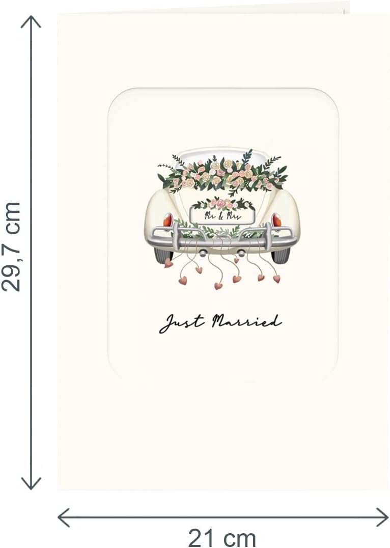 Thumbnail 3 de papercrush® Carte pop-up XXL A4 pour mariage avec voiture de mariés (carte de vœux 3D)