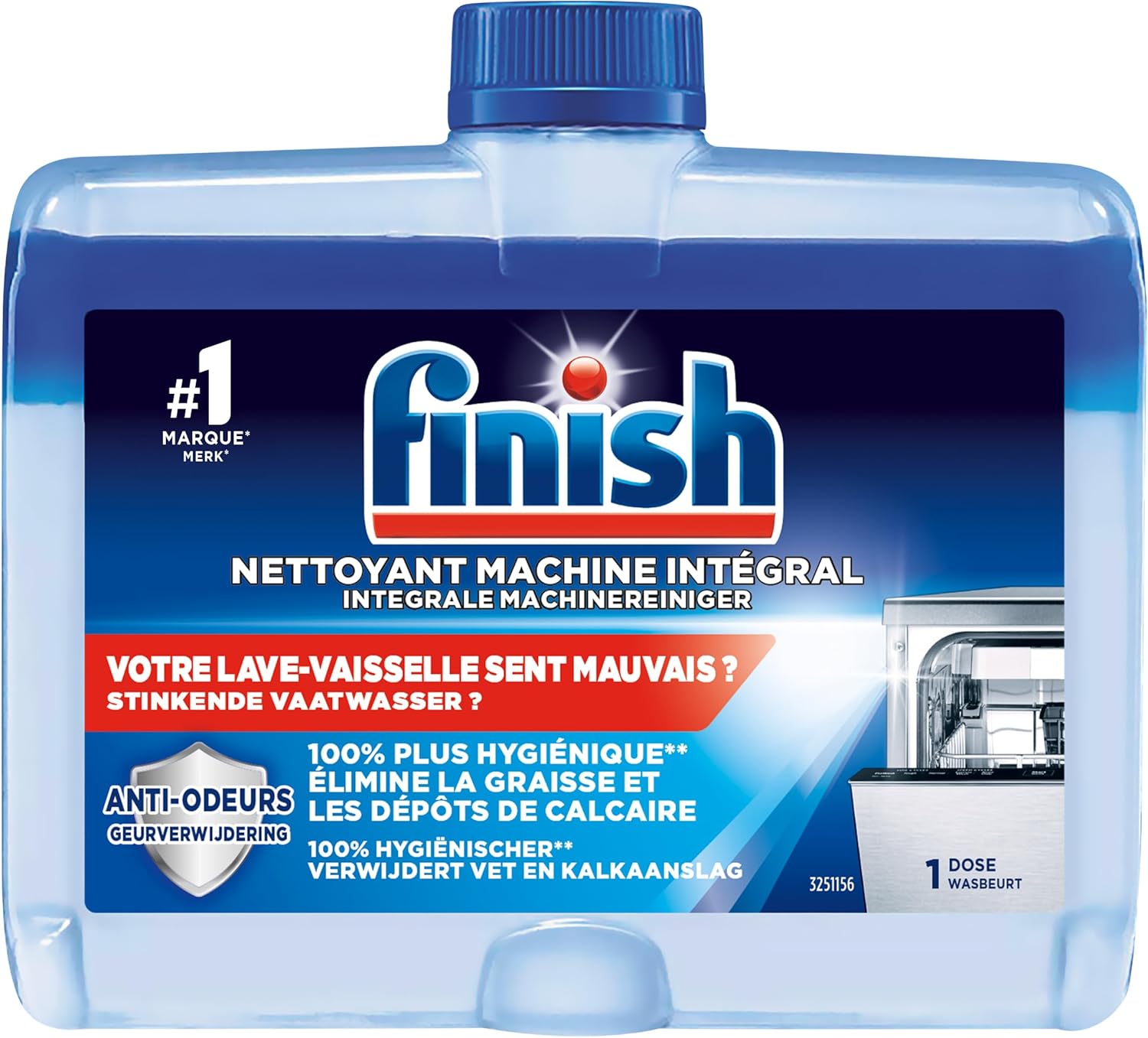 Detalle de Finish Nettoyant Machine Intégral – Lot de 4 x 250 ml pour lave-vaisselle