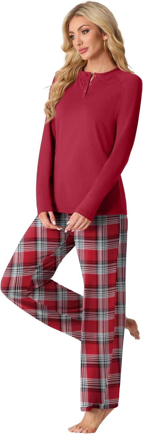 Thumbnail 3 de VINTATRE Womens Pajama Set, 2-Piece Knit PJs with Long Sleeves and Pockets