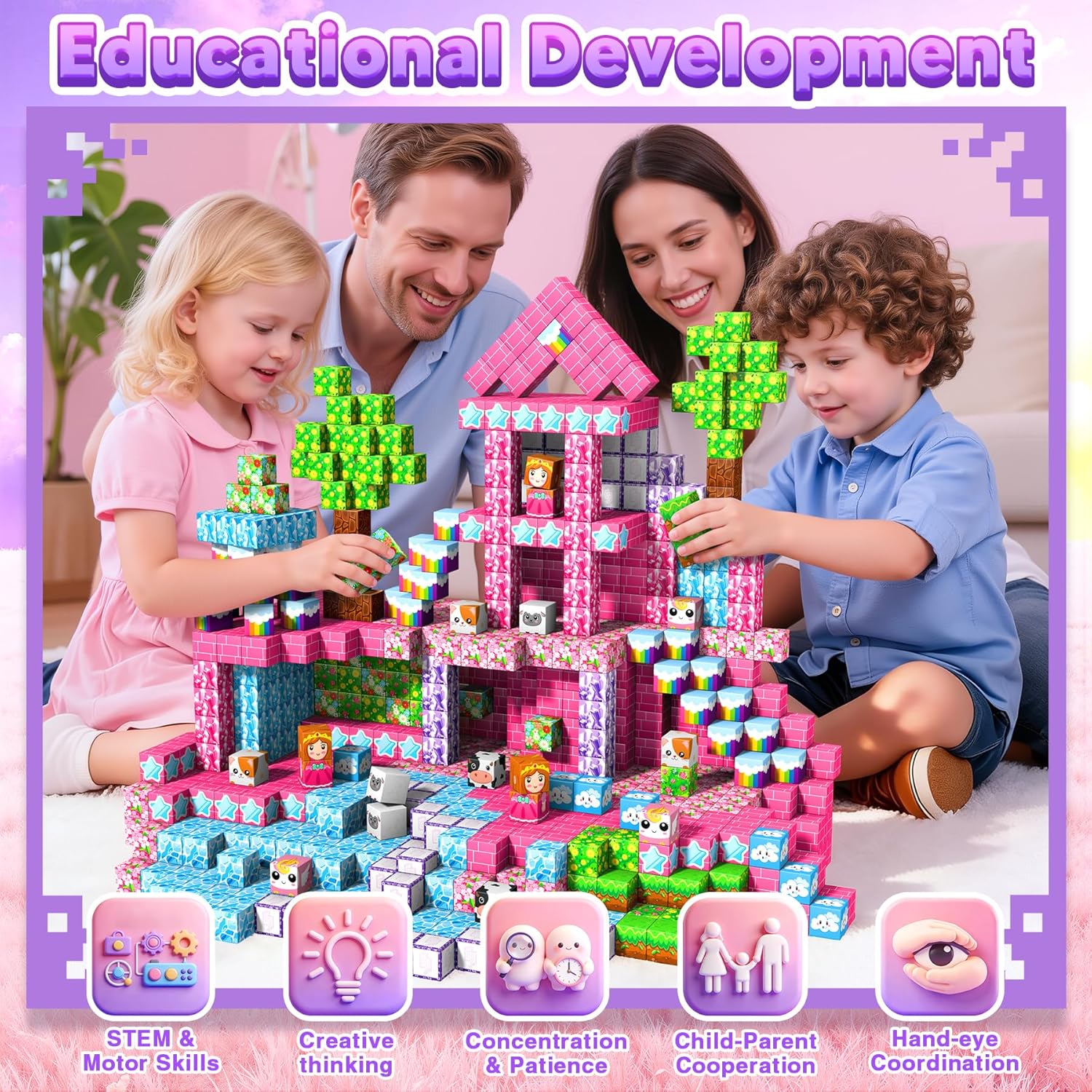 Thumbnail 5 de COOLJOIN Construction magnétique 165 pièces pour enfants – Cube magnétique Montessori dès 3 ans