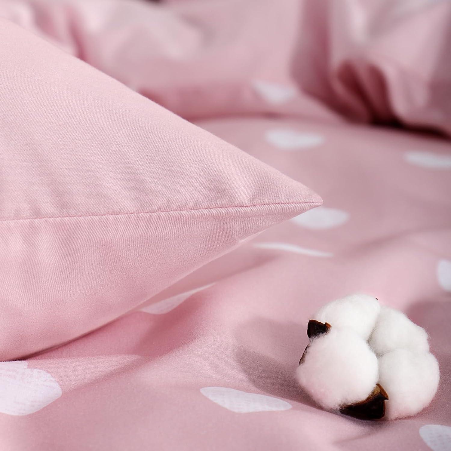 Thumbnail 5 de RUIKASI Bettwäsche 135x200 Baumwolle 4-teilig rosa mit Herzen (Reißverschluss)