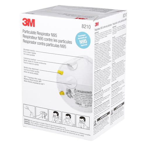 Thumbnail 11 de 3M 8210 N95 Particulate Respirator (Pack of 20) – Lightweight, Two-Strap Cup Design