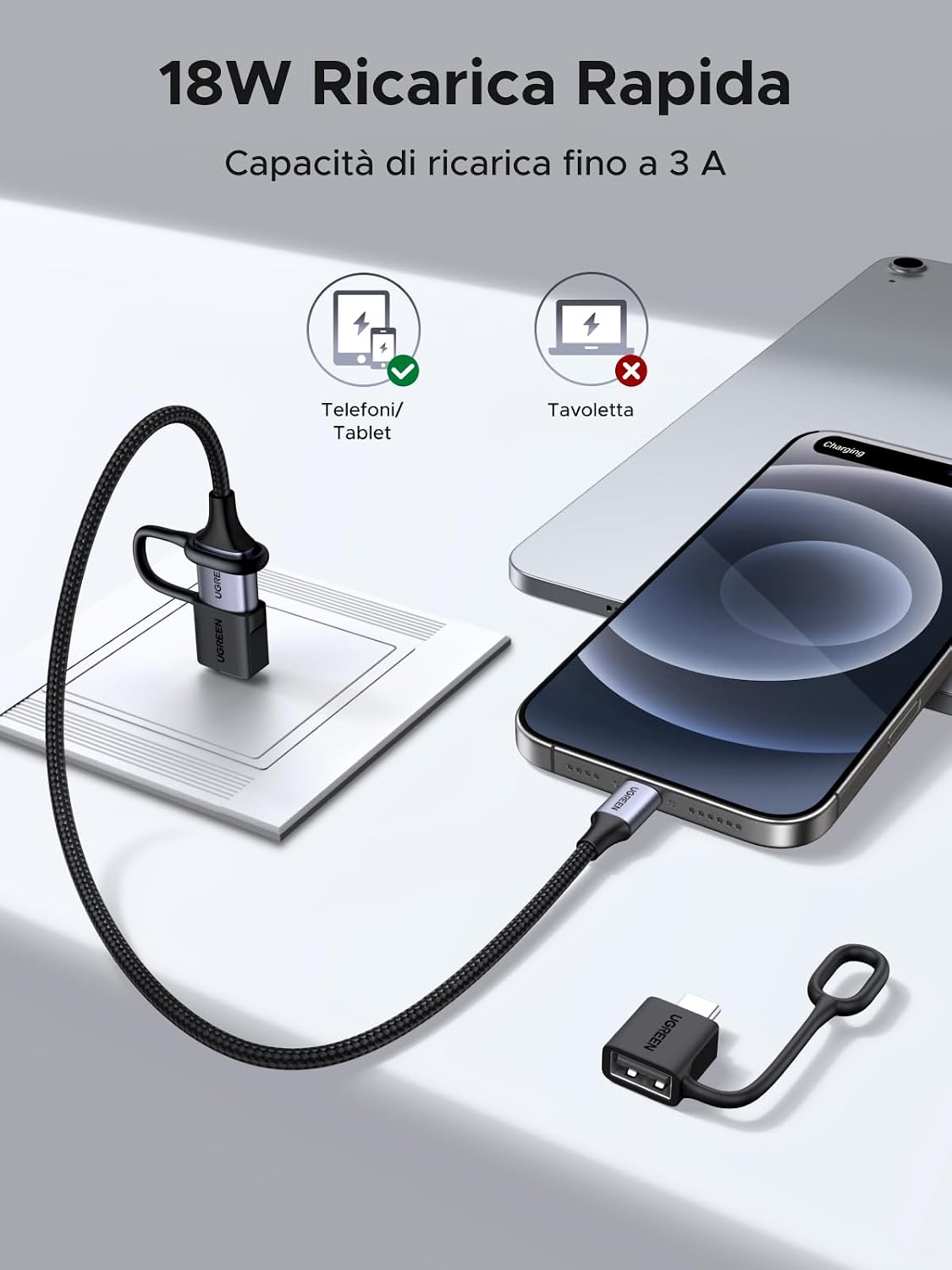 Thumbnail 1 de UGREEN Adattatore USB C USB A 3.2 10Gbps OTG 2 pezzi