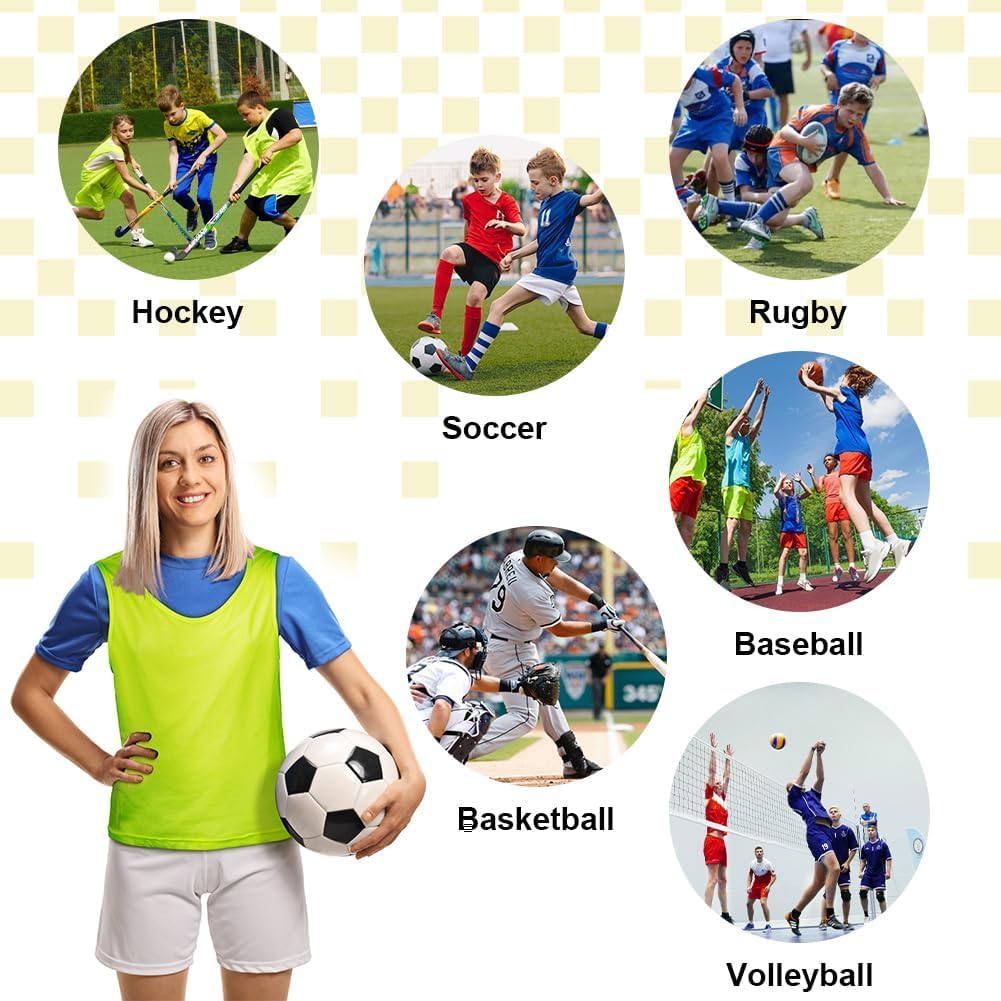 Thumbnail 6 de AUYAO set van 6 ademende mesh-trainingshesjes voor teamtraining
