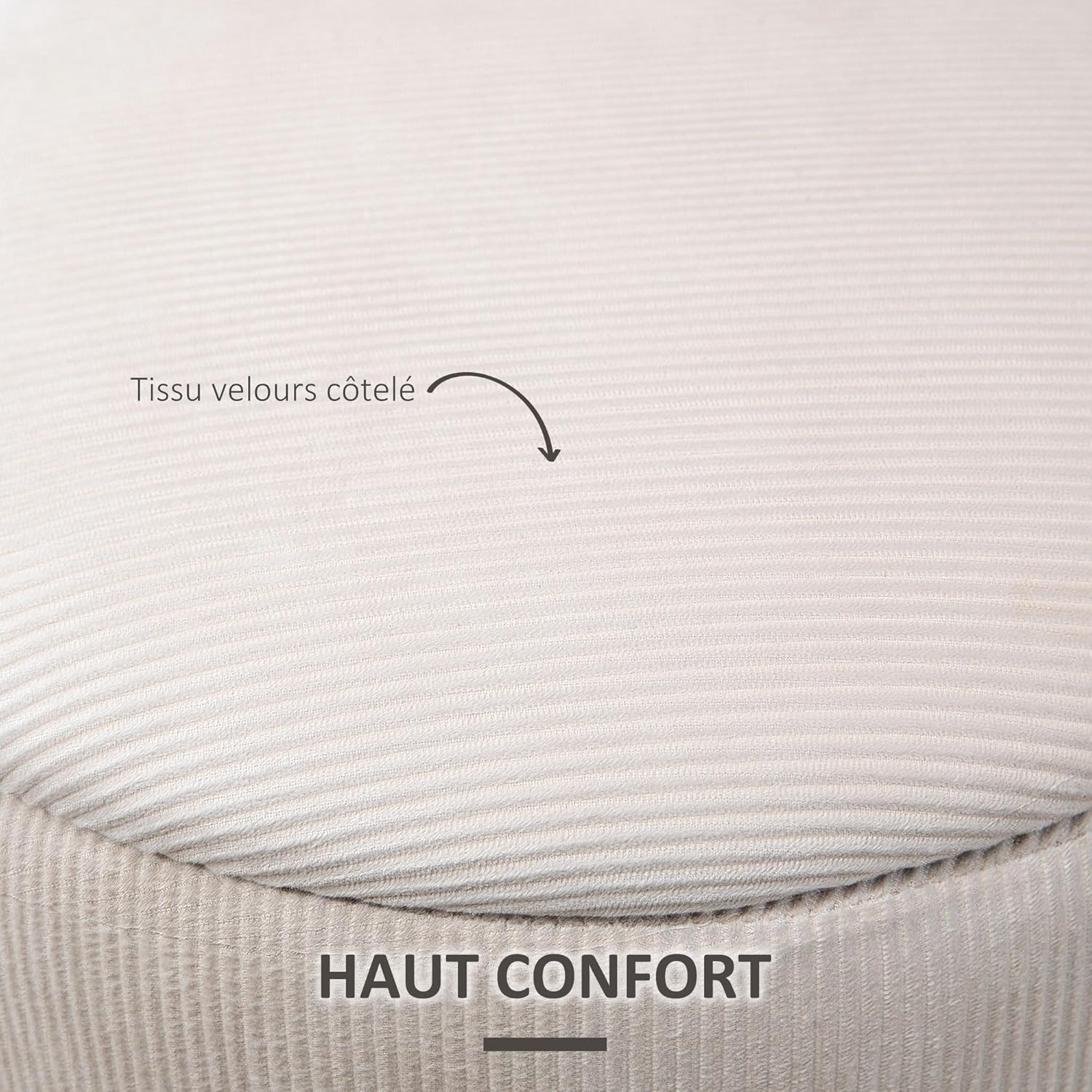 Thumbnail 5 de HOMCOM Lot de 2 poufs tabourets avec coffre de rangement en tissu effet velours côtelé (crème)