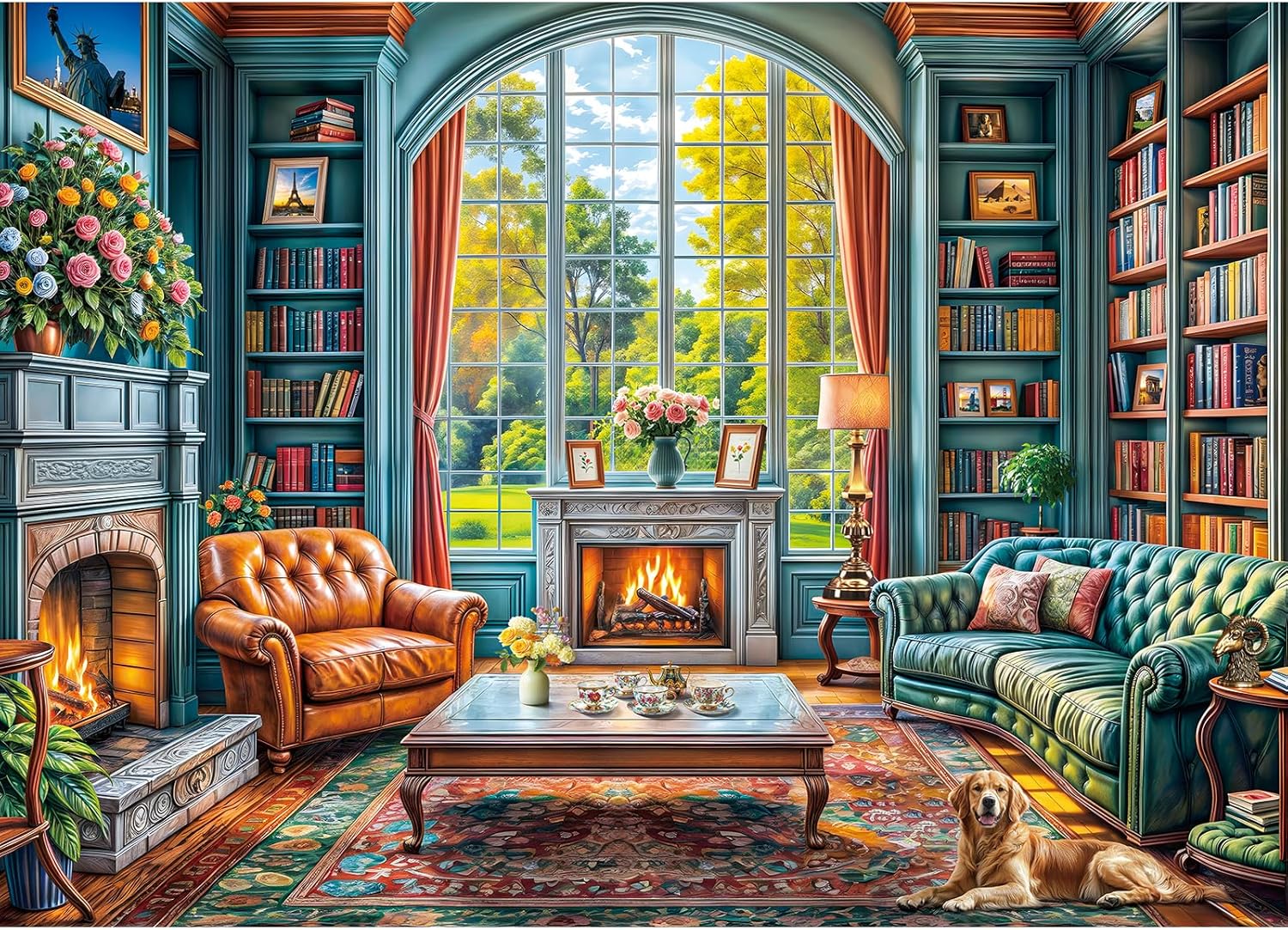 Detalle de TangComplete Warm Study Room 1000-Piece Jigsaw Puzzle for Adults (70x50cm / 27.5x19.7 in)