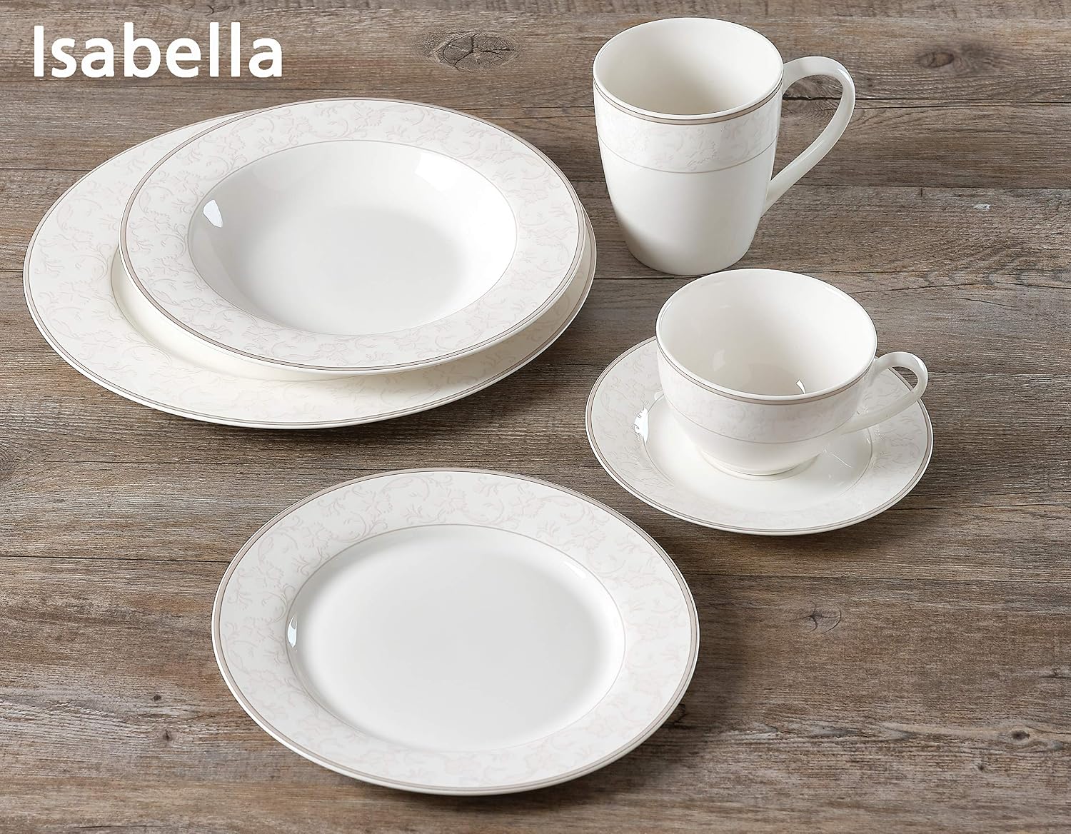 Detalle 1 de Ritzenhoff & Breker Isabella – 12-elementowy serwis obiadowy, biały we wzory