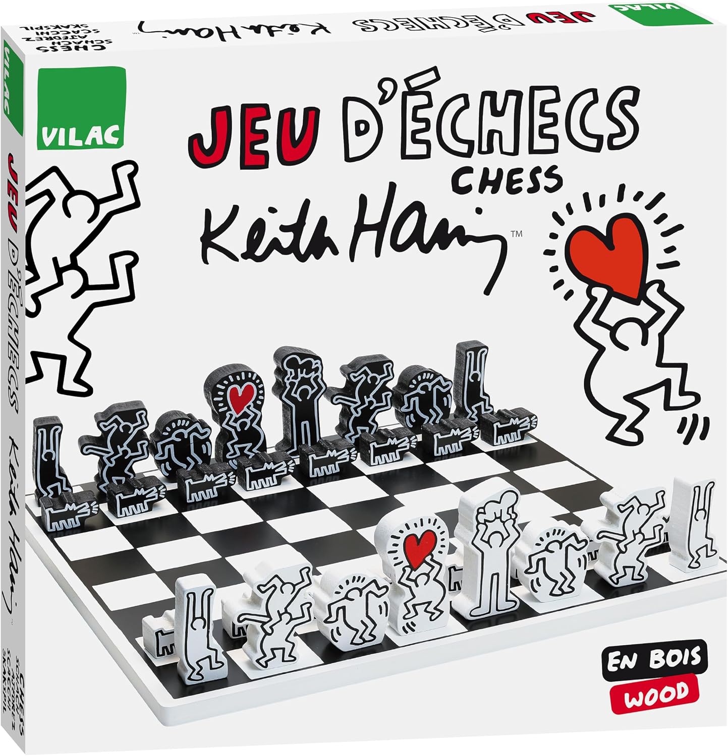 Detalle 2 de Vilac 9293 Keith Haring – niebieskie drewniane krzesło z pełnym oparciem
