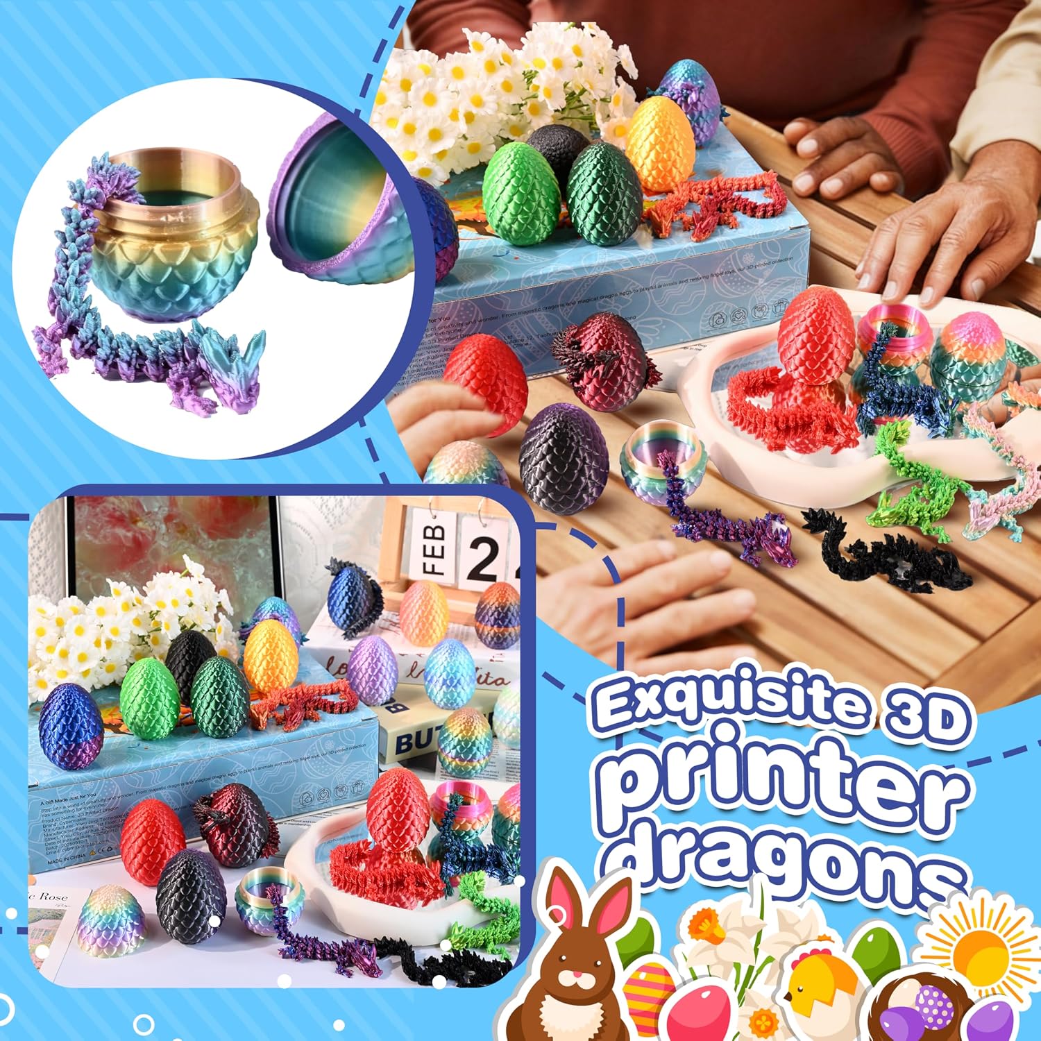 Detalle de Cybermaker JQ00039 3D-Printed Dragon Eggs, 24 Dragons and Glow-in-the-Dark Pairs