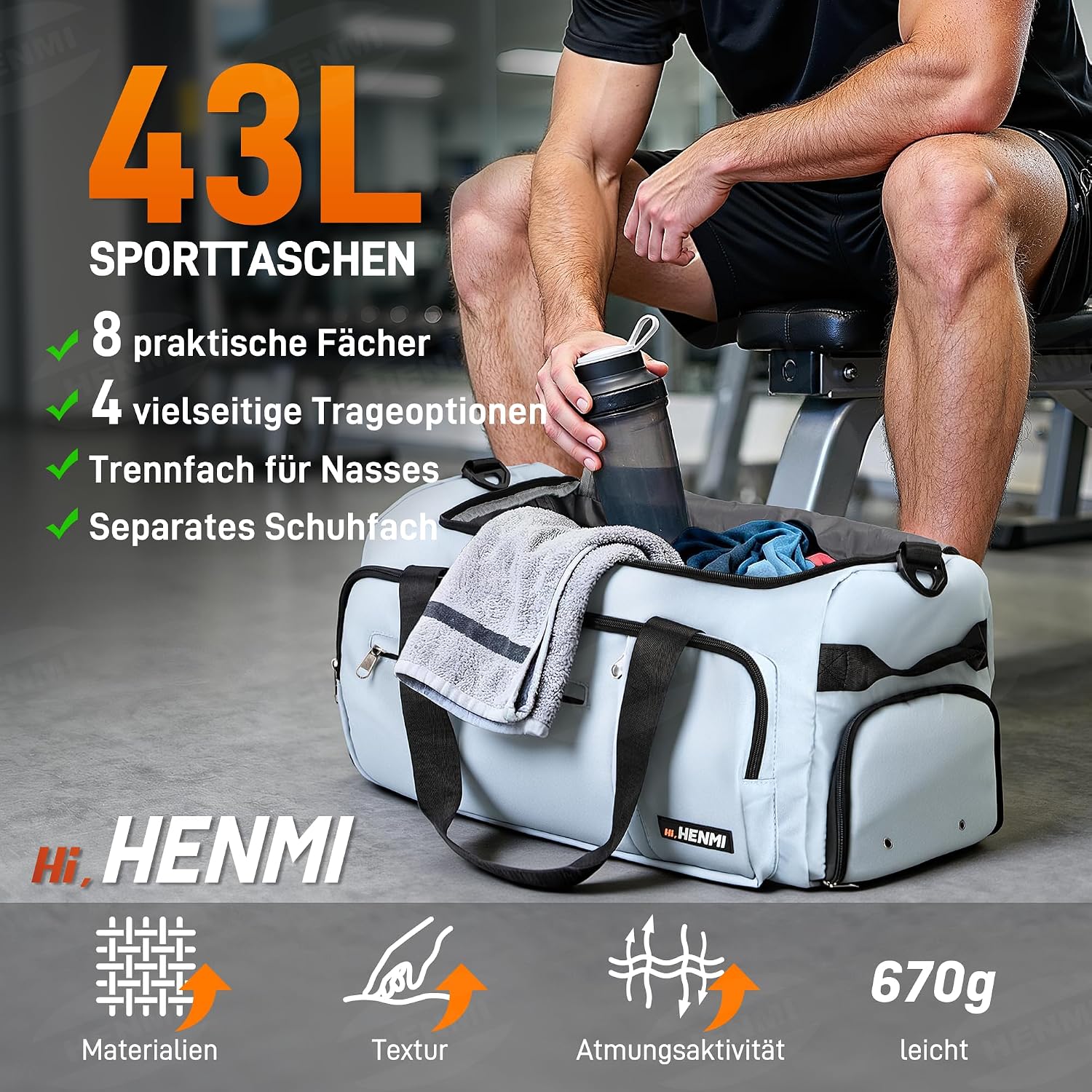 Thumbnail 1 de HENMI Sporttasche 43L Blau