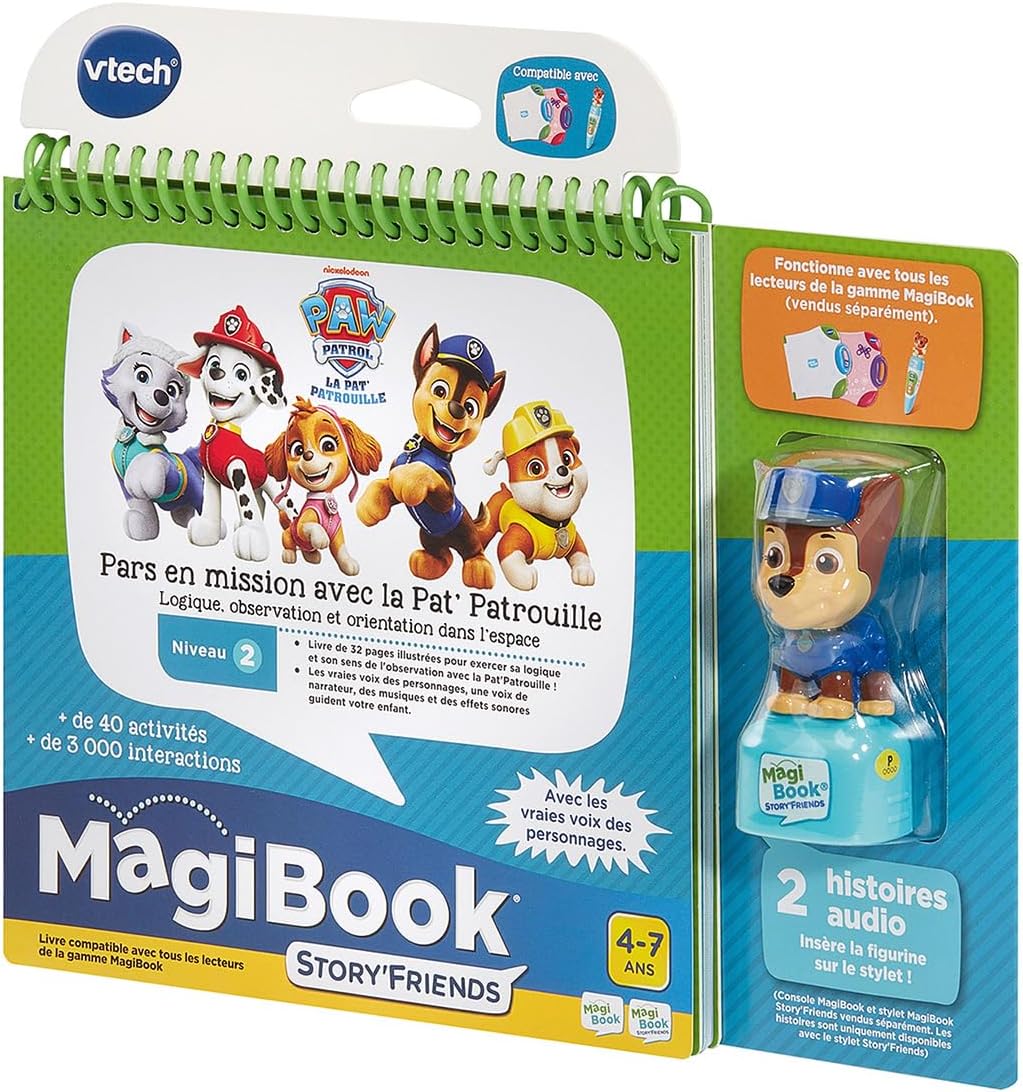Detalle de VTech MagiBook Story'Friends Pars en Mission avec La Pat' Patrouille — Livre Éducatif interactif Chase (Niveau Primaire, 4–7 ans)