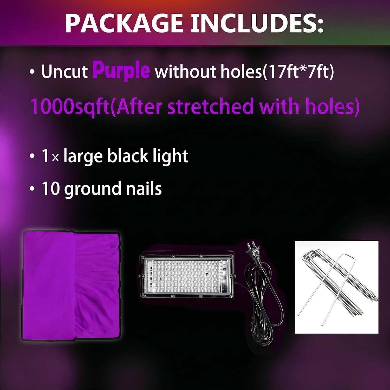 Detalle 2 de wymulot zise 1 Purple Glow-in-the-Dark Spider Web with Black Light