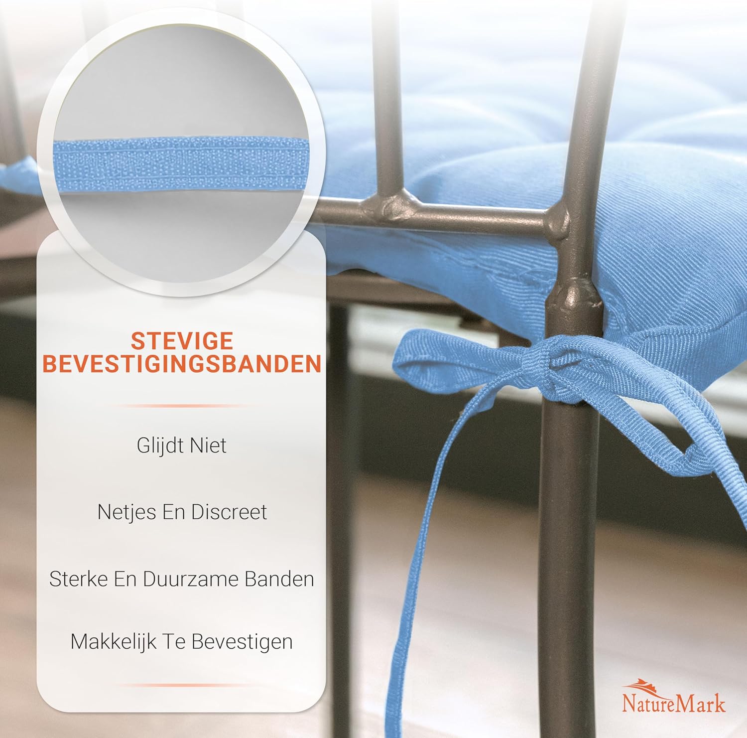 Detalle 2 de NatureMark NM-CCS-170-LB-44 stoelkussens, set van 4, lichtblauw