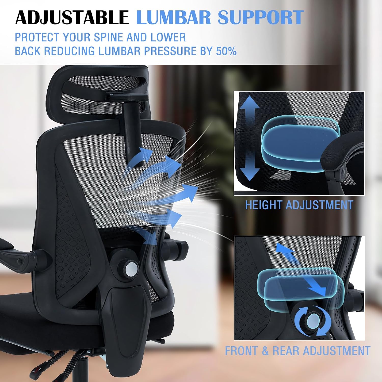 Thumbnail 5 de Ergonomic Office Chair with Footrest, Mesh Back