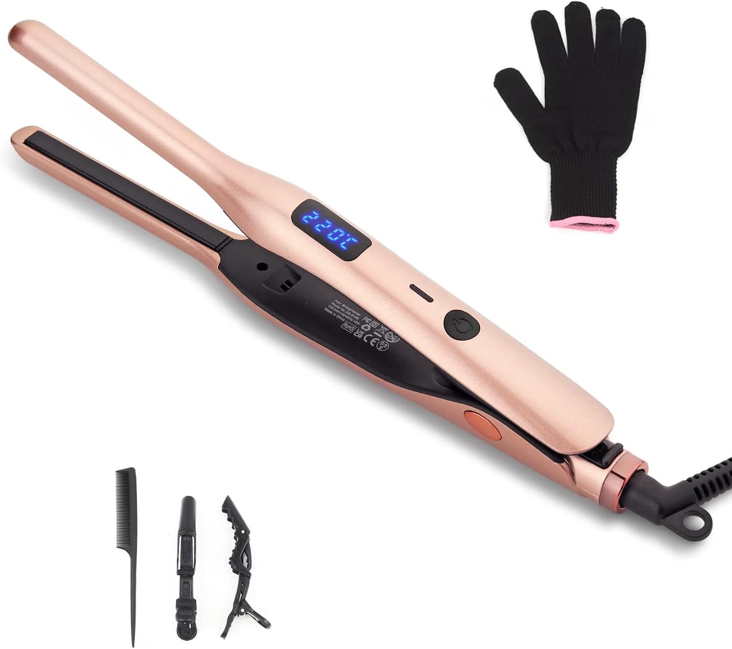 Mini hair straightener with 9 mm plates