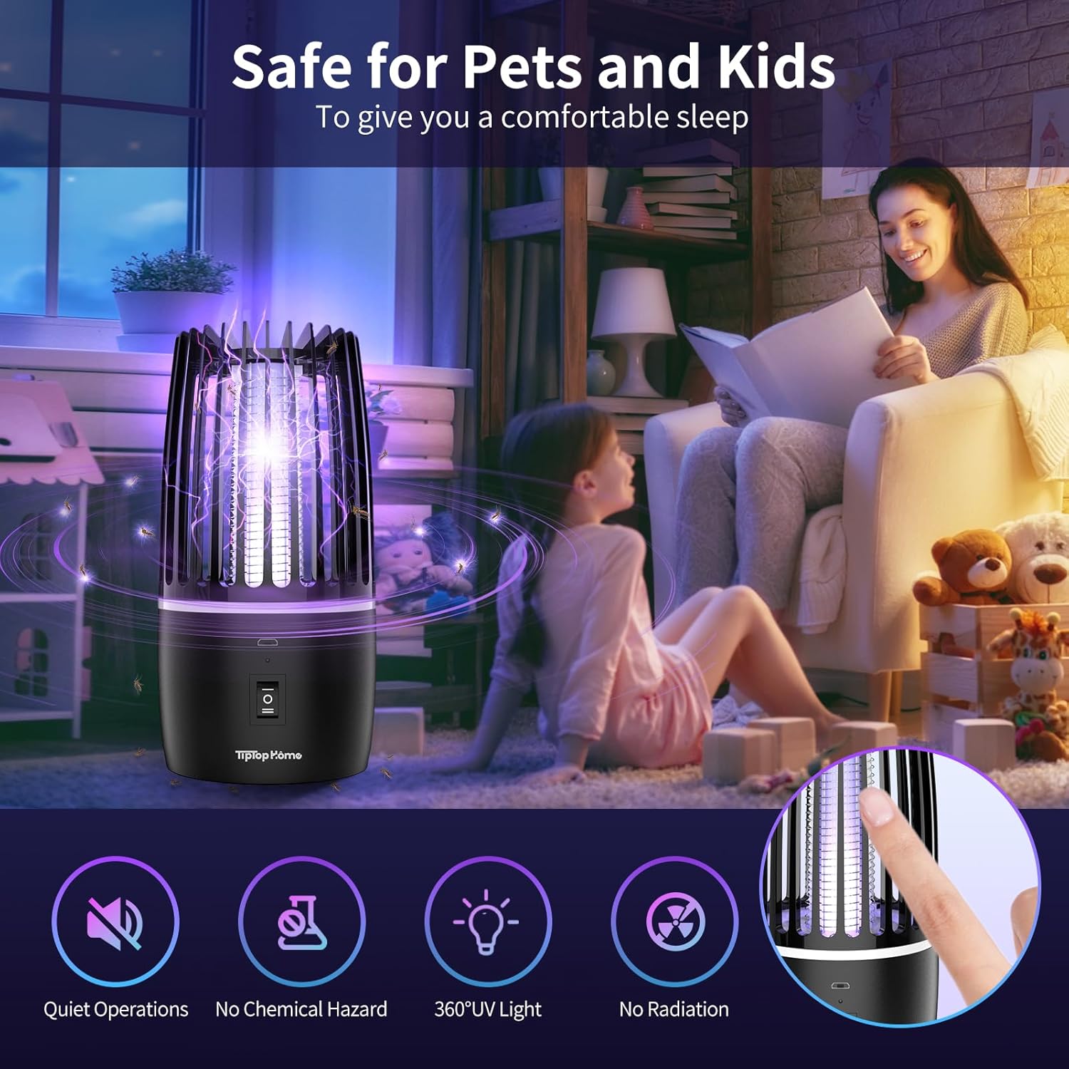Thumbnail 4 de Electric Fly Catcher Portable Bug Zapper with 365nm UV and Rechargeable 4000mAh Battery