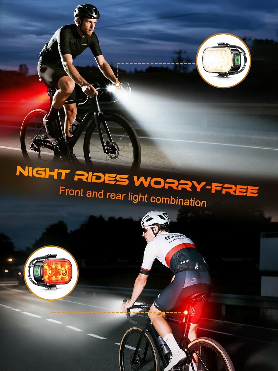 Thumbnail 1 de ISEYOU 30mm Slim Bike Lights Front and Back