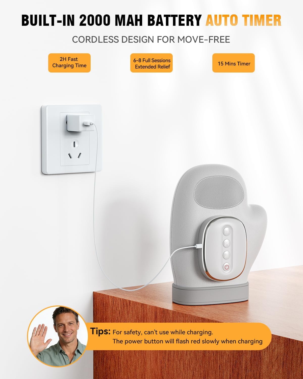 Detalle de MLotapz Cordless Hand Massager with Heat, Compression, and 3 Modes