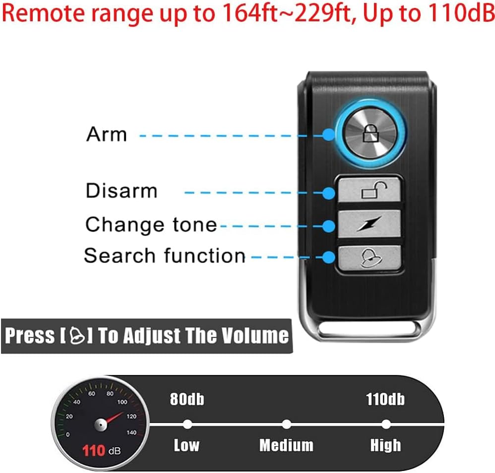 Detalle de Bike Alarm with Remote for Bikes and Scooters (110dB, USB-C Rechargeable, IP65)