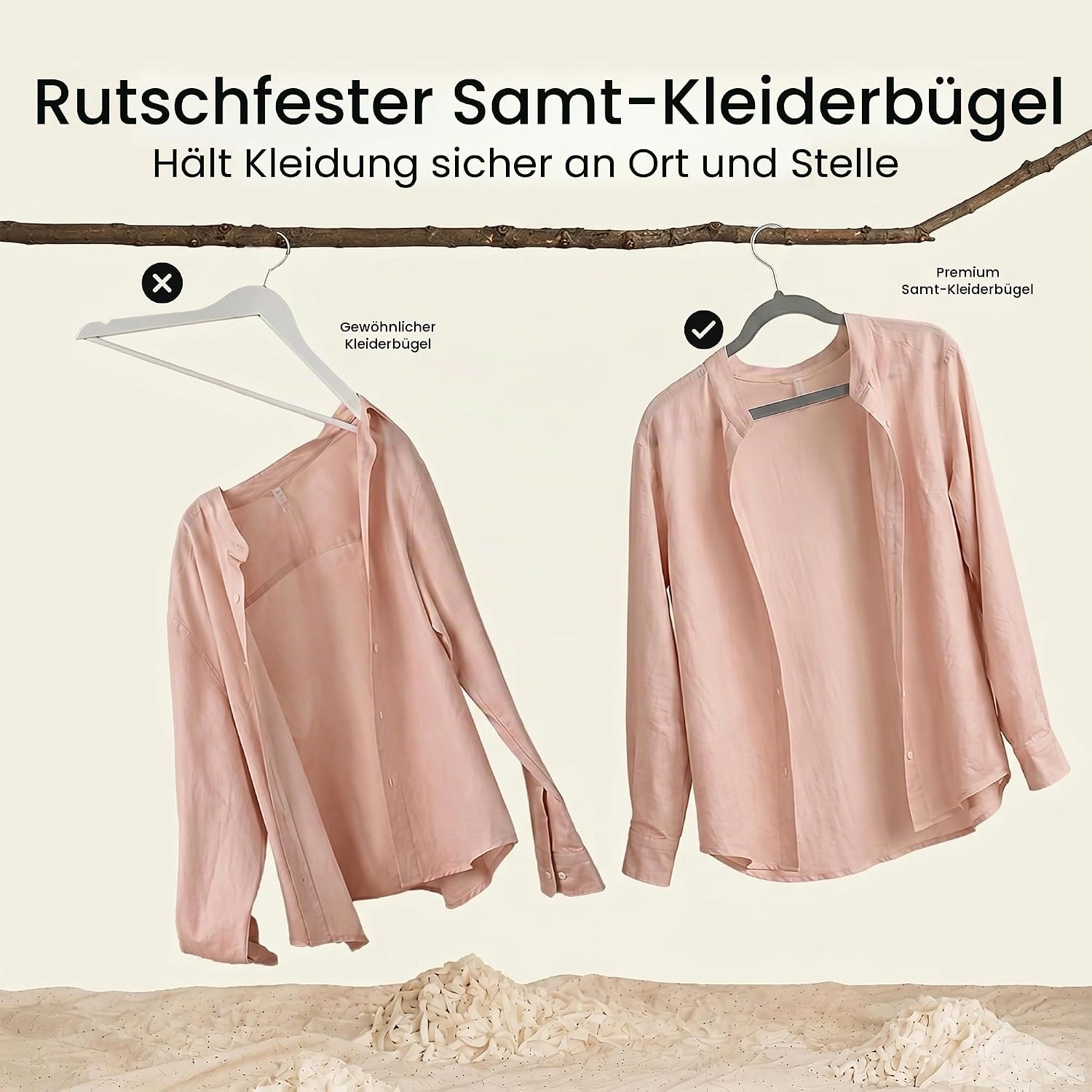 Thumbnail 5 de Utopia Home Antirutsch-Kleiderbügel aus Samt, grau – 50er-Pack