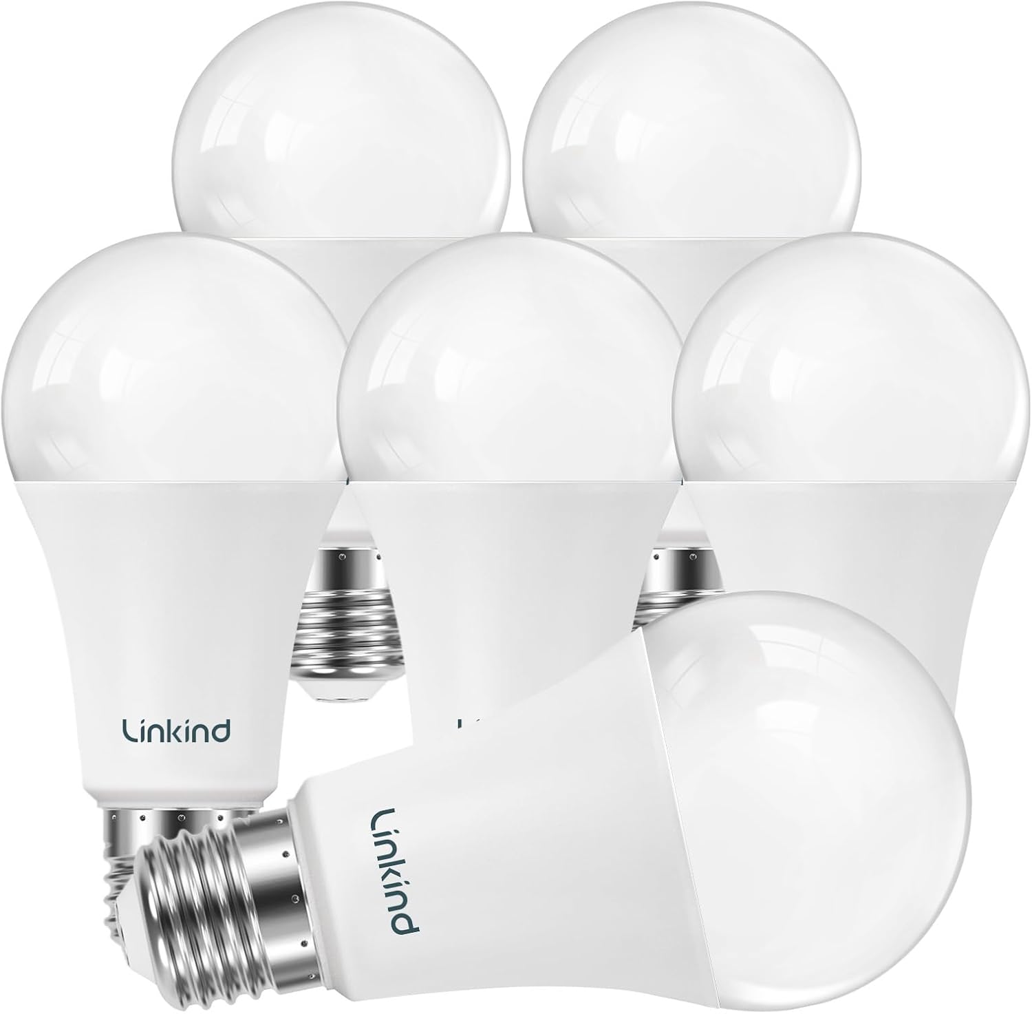Detalle de Linkind A19 LED Bulbs, 100W Equivalent, 5000K Daylight, Dimmable, 6-Pack