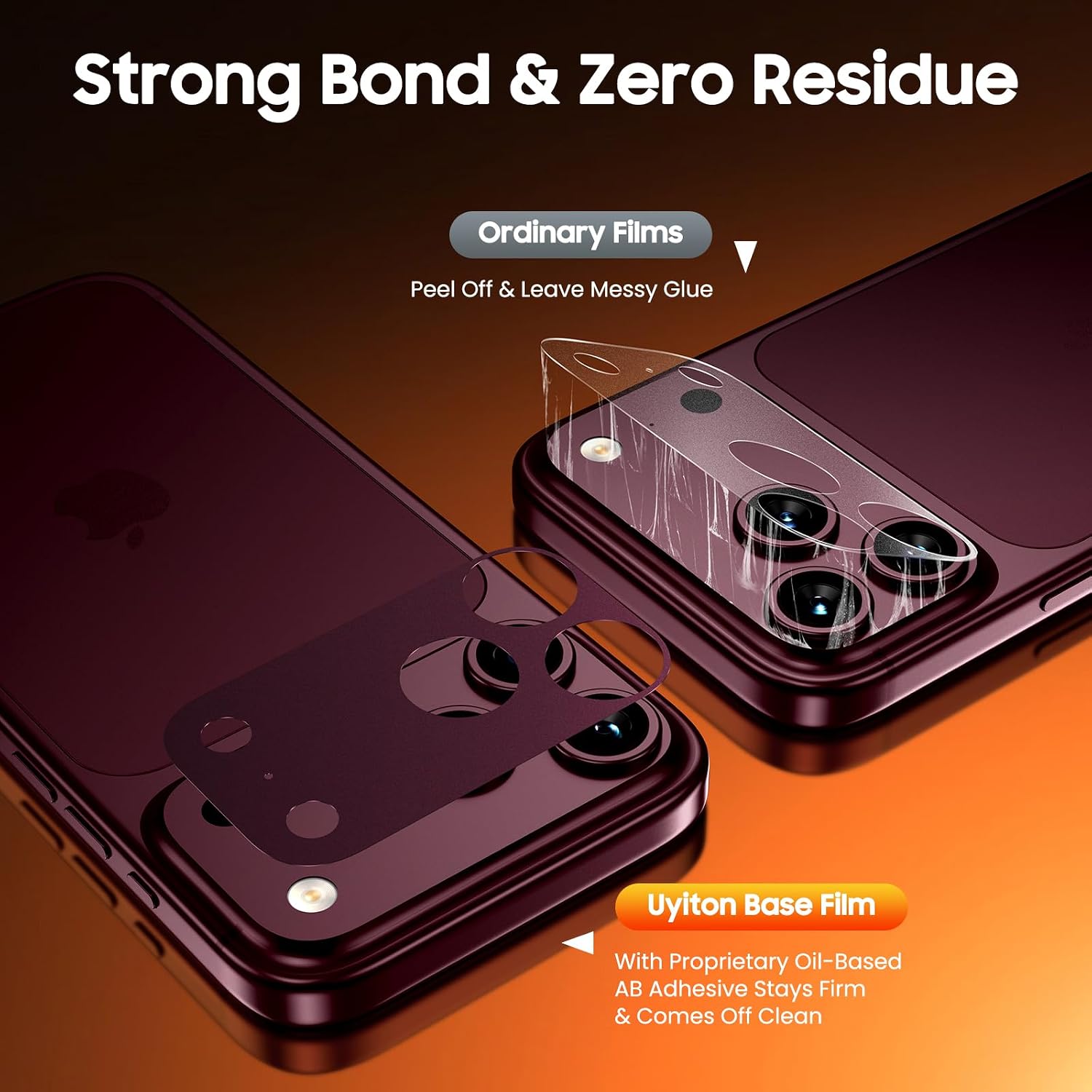 Detalle 1 de Uyiton iPhone 18 Pro Max Camera Plateau Protector, Matte Burgundy PET, 3-Pack
