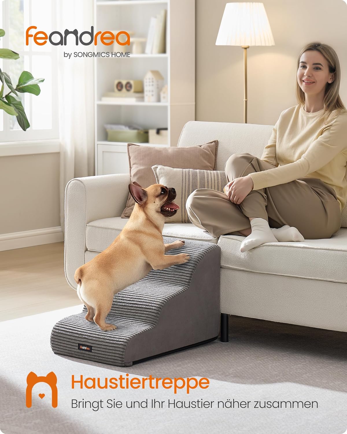 Detalle 2 de Feandrea Hundetreppe 3 Stufen für kleine Hunde 🐾