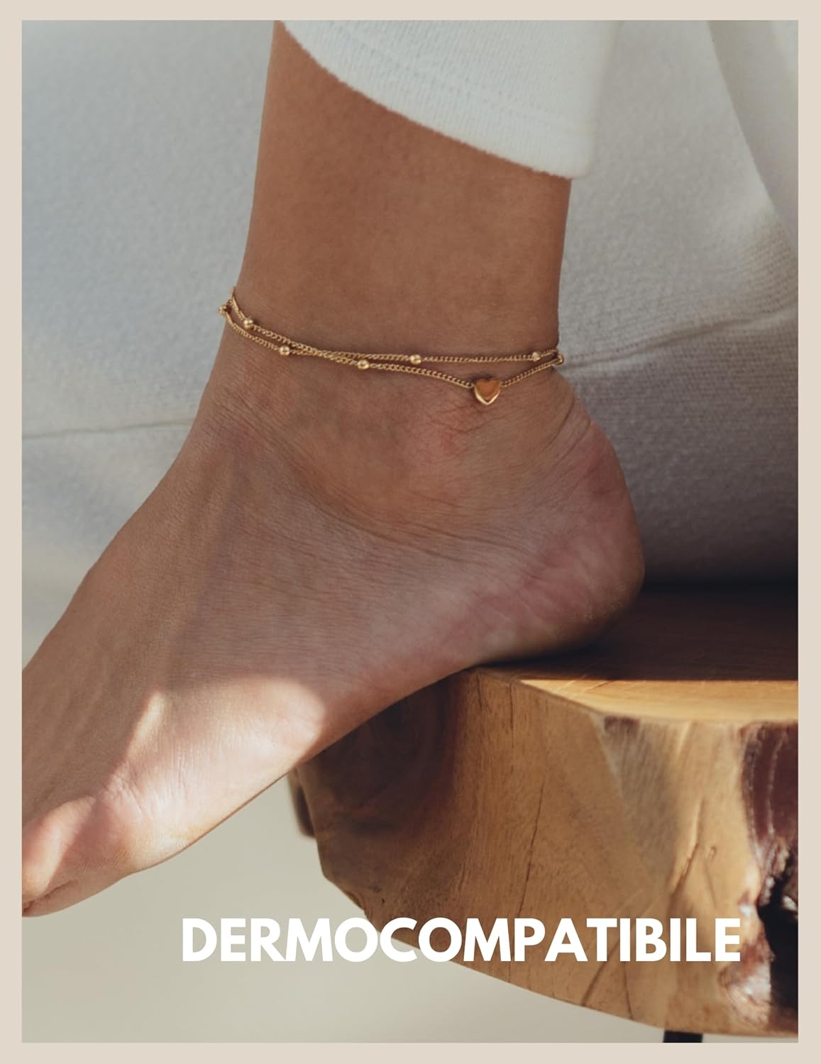 Detalle 2 de Cavigliera cuore da donna GD GOOD.designs, impermeabile e regolabile (22–27 cm) in acciaio 316L placcato