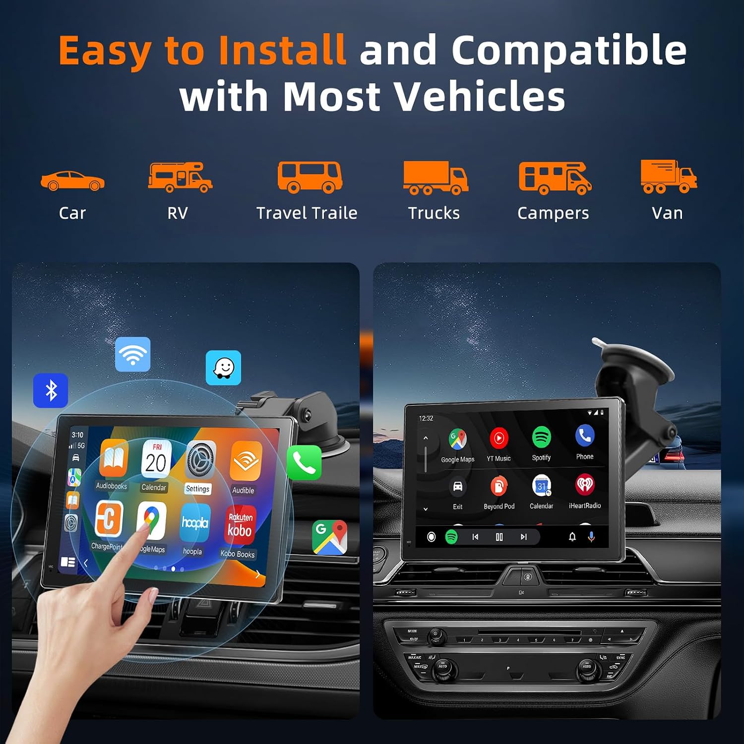 Thumbnail 5 de Schermo Portatile per Auto 7'' con CarPlay Wireless, Android Auto, Mirror Link e Navigazione GPS