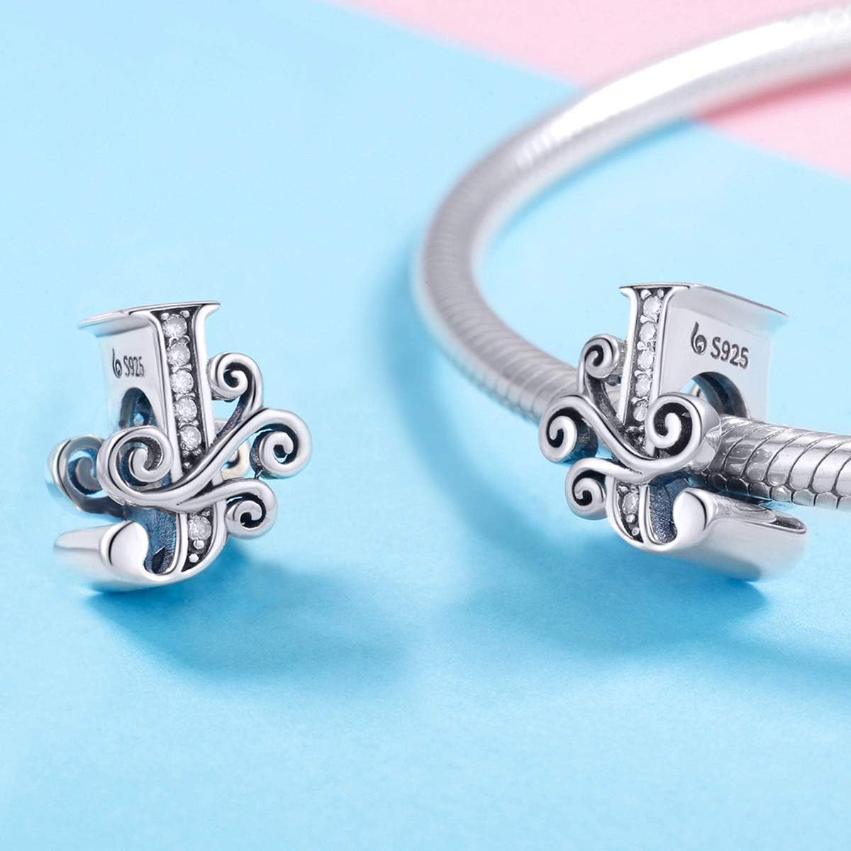 Thumbnail 2 de TIZU Buchstaben Charms aus 925 Sterling Silber (Alphabet) – Zirkonia Anhänger für europäische Armbänder & Ketten